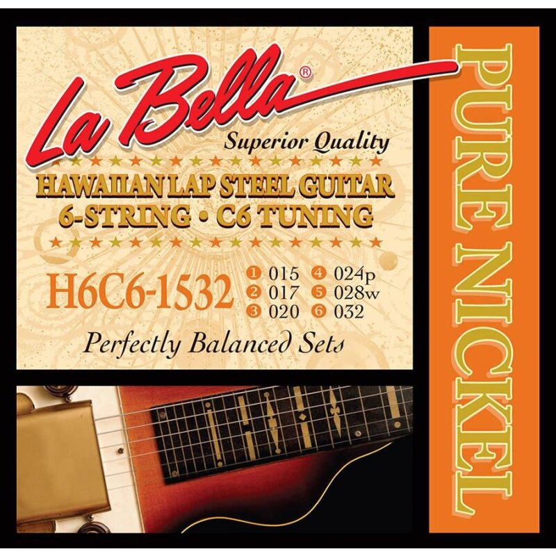 La Bella H6C6-1532 Jeu Lap Steel 015-032
