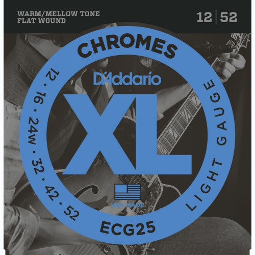 D'Addario Chromes ECG25 Light 12-52 Flat Wound