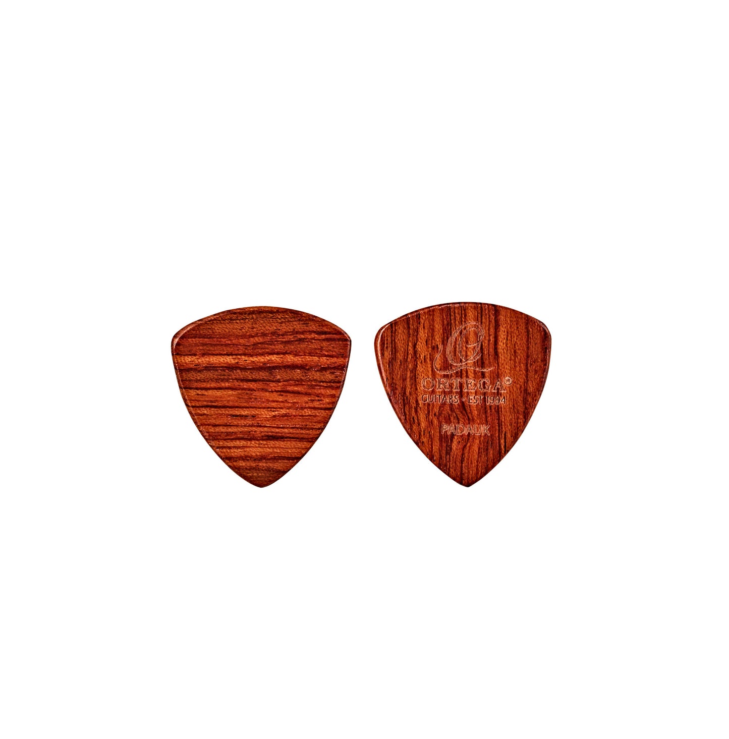Set de 2 médiators en bois de padouk, triangle XL, épaisseur 2.0 mm
