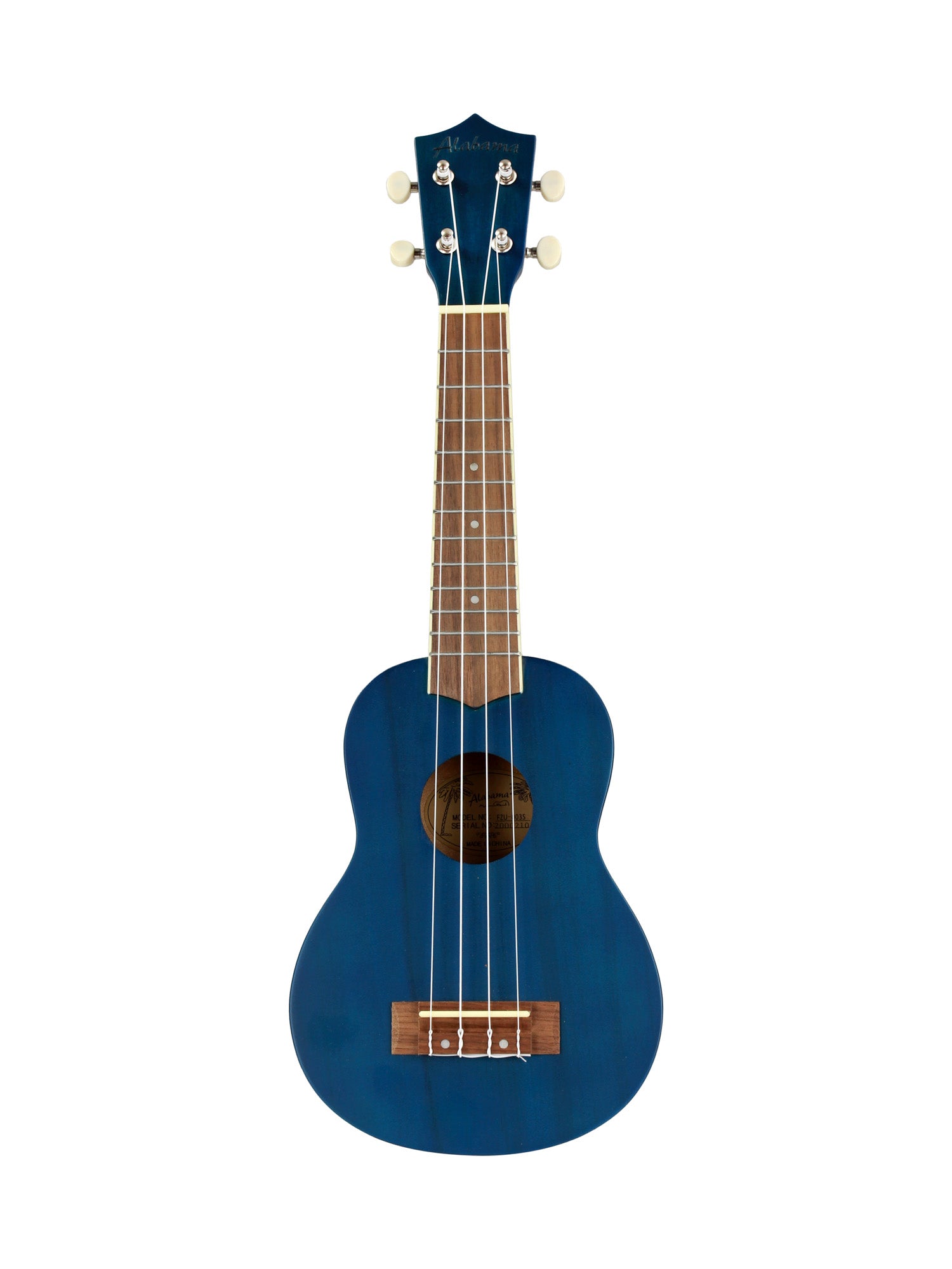 Ukulélé Soprano, table agathis, fond & éclisses agathis, manche okoume, touche noyer, avec housse, bleu