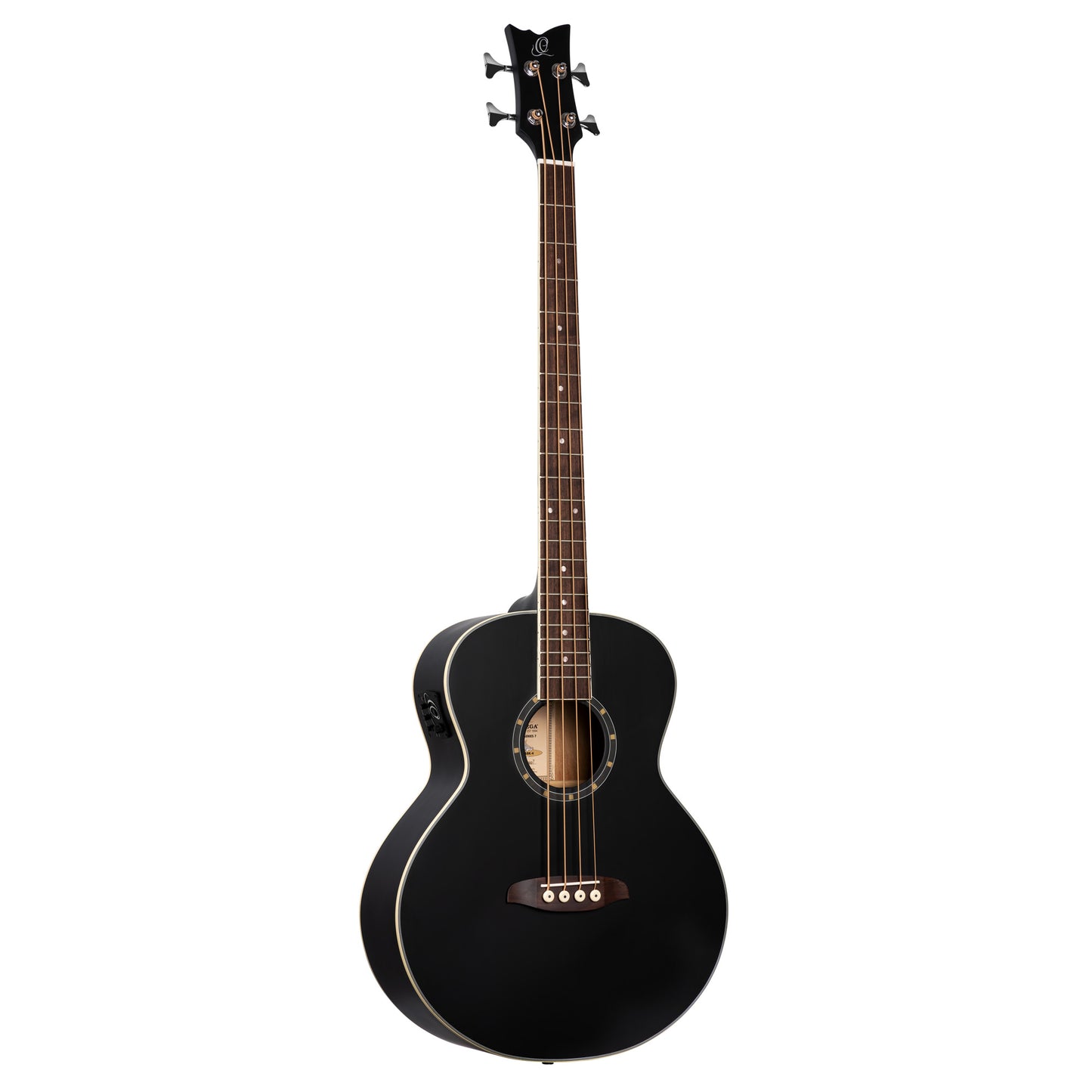 D7E-SBK-4, basse 4 cordes, EQ Ortega MagusPro/B, table épicéa, f/e acajou, manche acajou, noir satiné