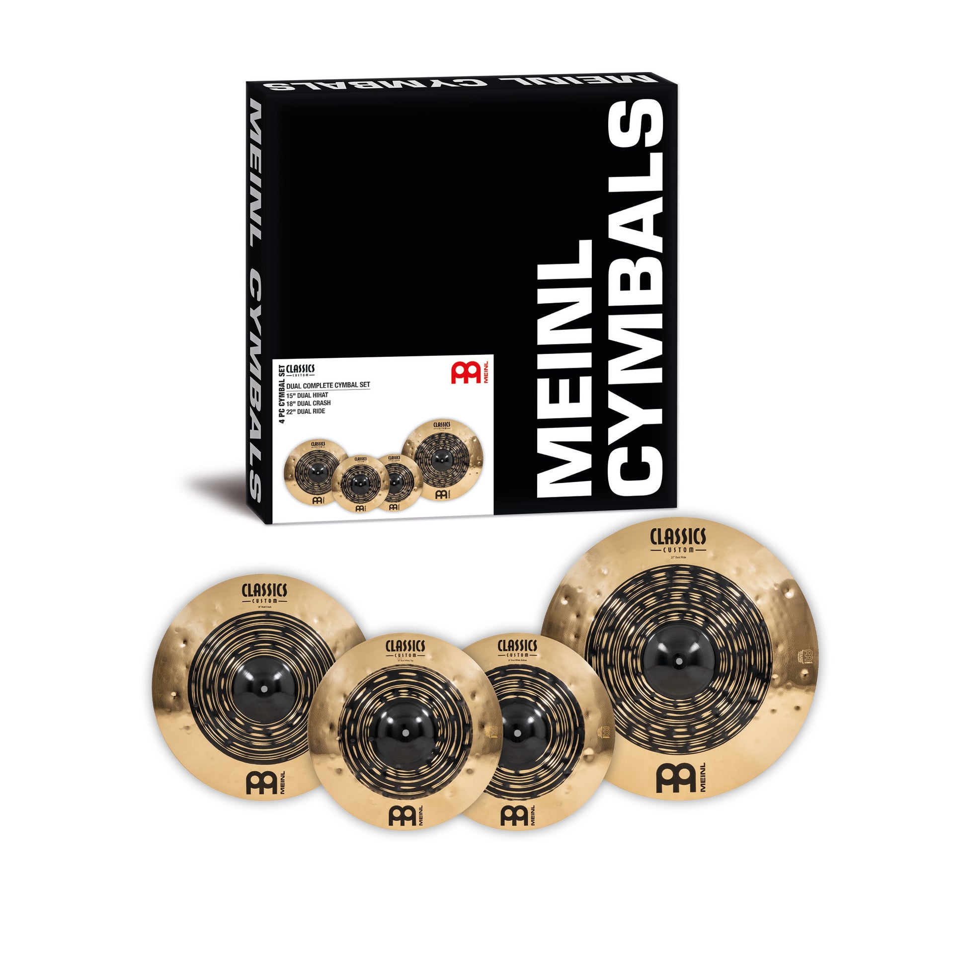 Pack de cymbales complet Meinl Classics Custom Dual 15"18"22" alliage bronze B12 fini dark, brillant