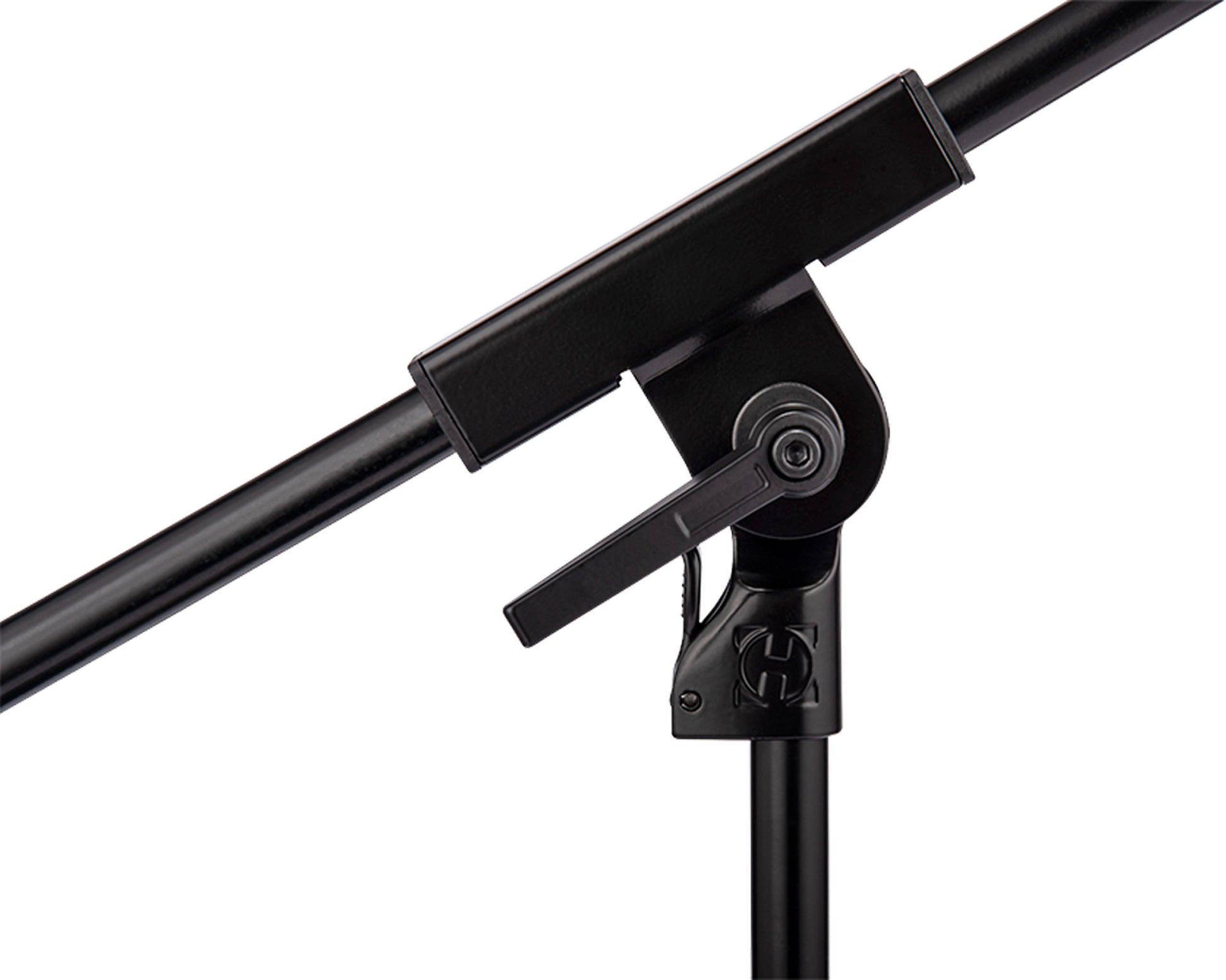 Support bas avec perche télescopique courte 2 parties, base ronde en H, parfait lorsque la surface au sol est limitée