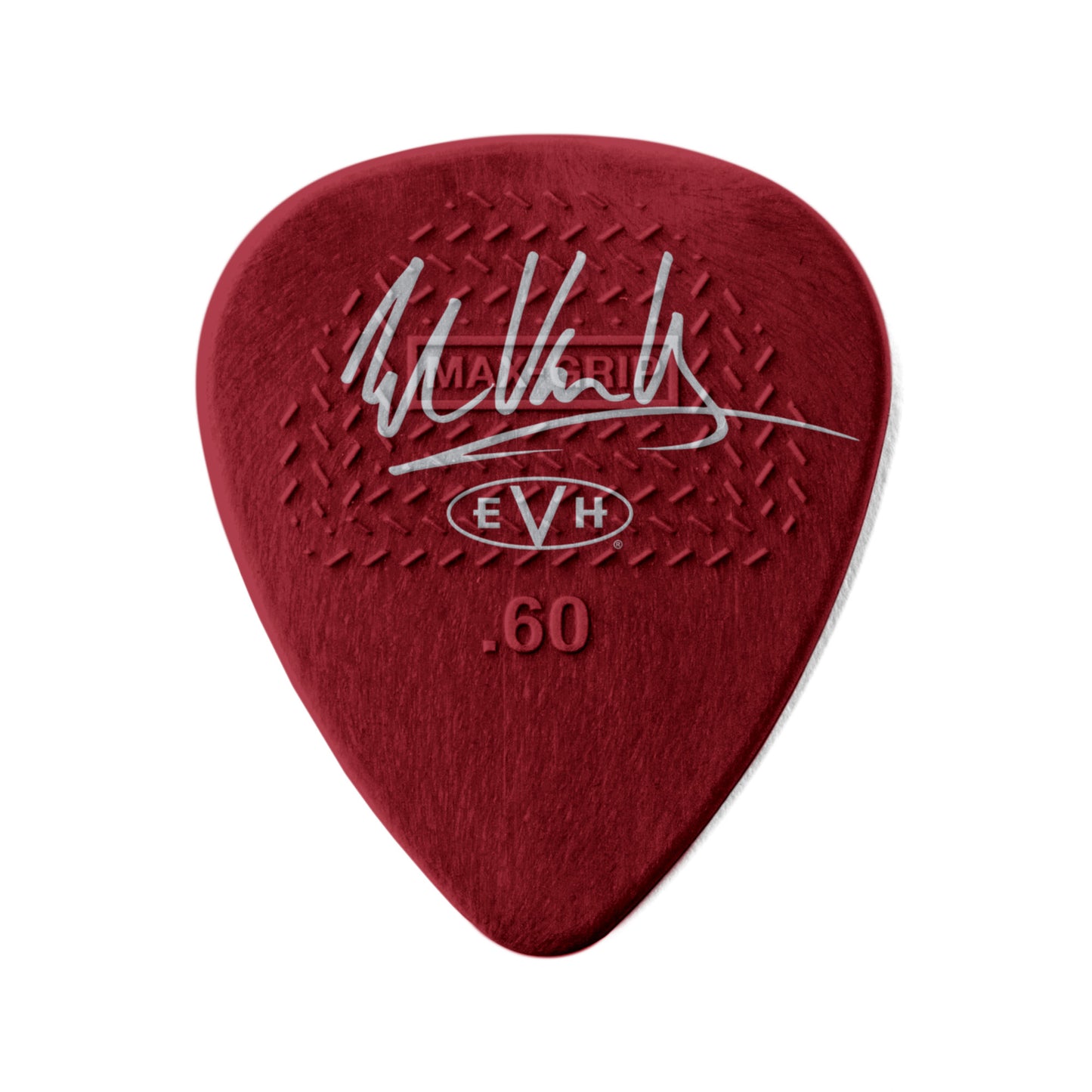 Sachet de 24 médiators EVH SHARK GUITAR MAX-GRIP Nylon 0.60 mm (graphisme rouge à bandes blanches)