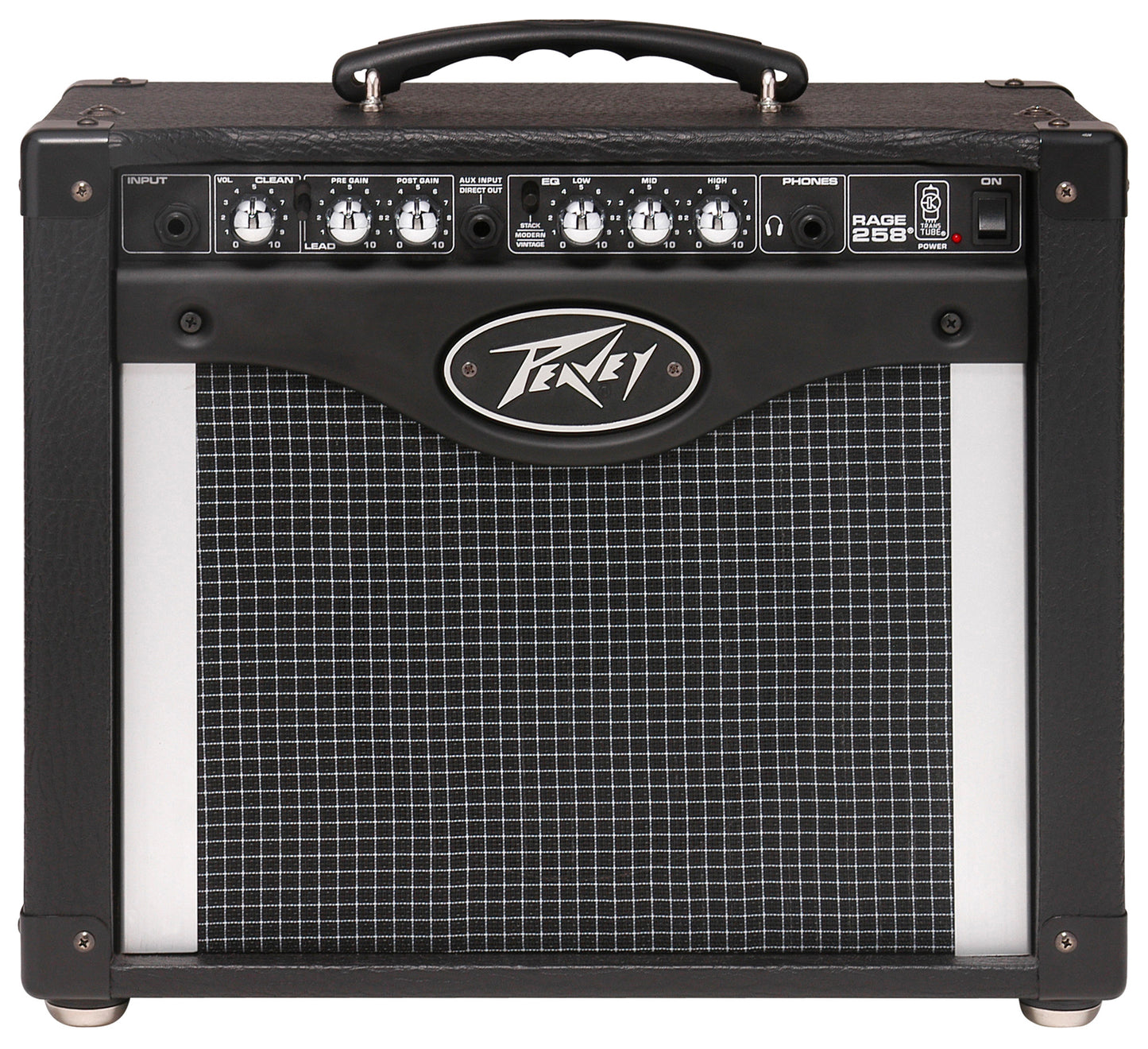 Ampli guitare 25W, HP 1x 8", 2 canaux, EQ 3 bandes, sélecteur Modern/Vintage, entrée auxiliaire, sortie casque, finition noir