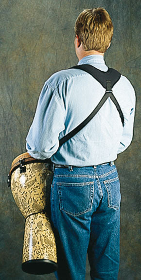 Harnais percussion taille M (56 à 68 cm), 2 clips avec boucle d'attache, néoprène noir