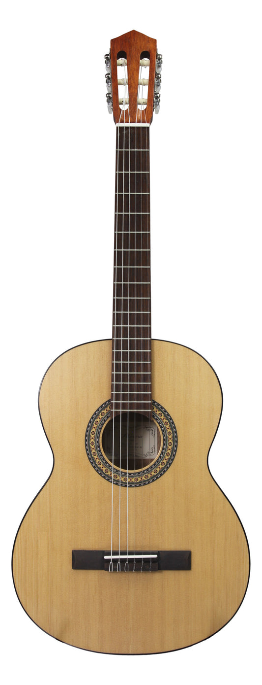 Guitare classique 4/4, table épicéa, fond & éclisses acajou, manche acajou, sillet 52 mm, cordes Bosset, naturel pores ouverts