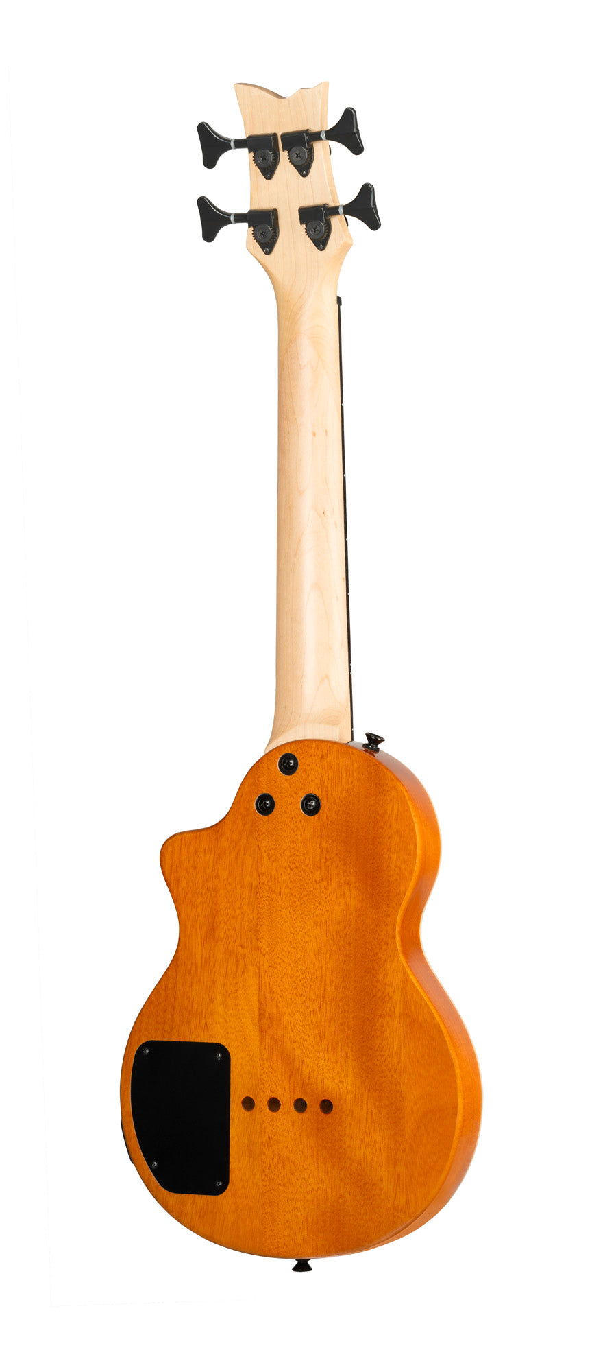 NEO-BS-TSB, modèle Ukebass, pan coupé, EQ MagusExpress, table érable flammé, corps okoumé, manche érable, housse, tobacco burst