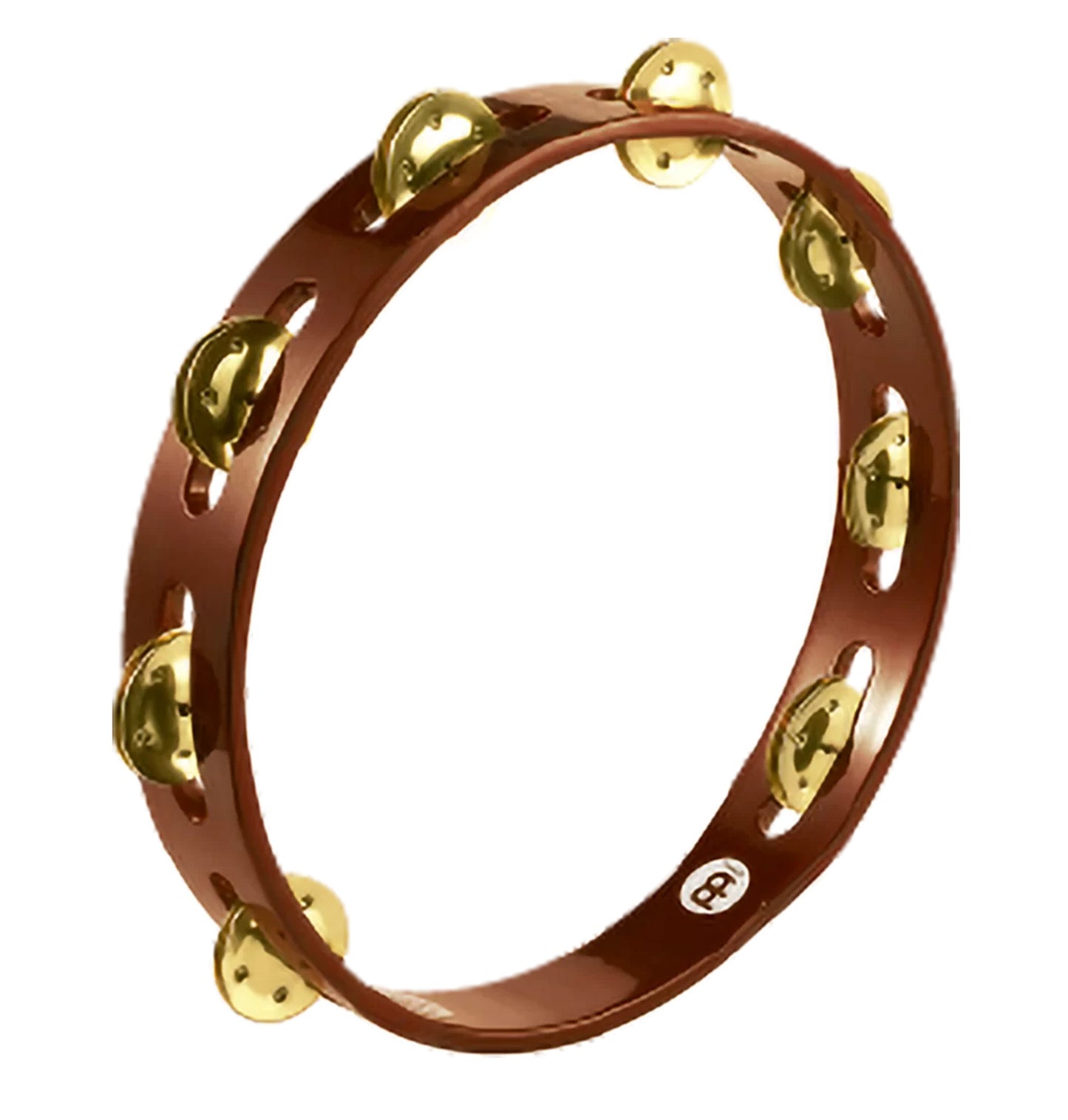 Tambourin bois, 1 rangée de cymbalettes laiton, African brown