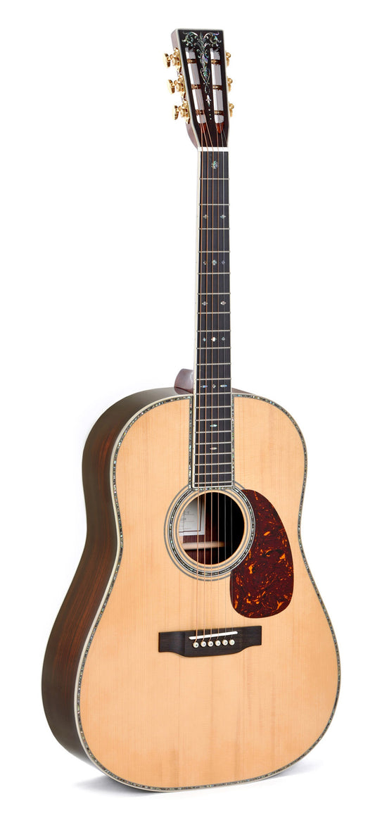 Modèle SDR-42S, série Custom, Dreadnought, table épicéa massif, f/e palissandre massif, touche ébène, soft case, naturel