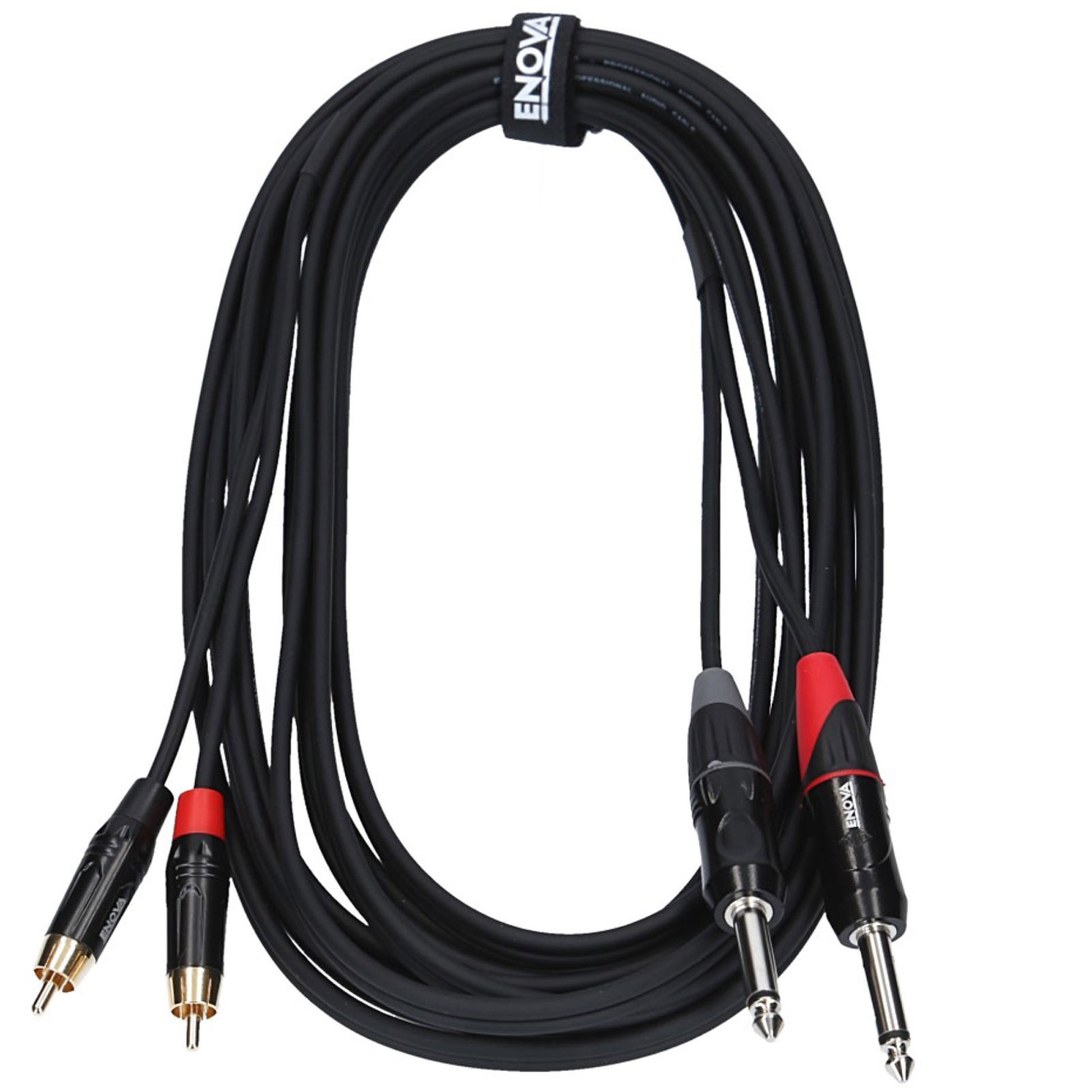 Câble patch 2x RCA/2x Jack mono, 1 mètre, noir