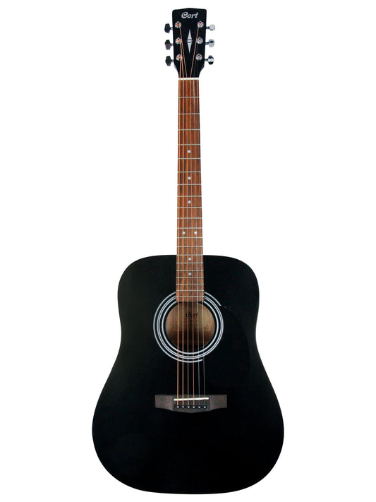 AD810, Dreadnought, table épicéa, fond & éclisses acajou, manche acajou, touche & chevalet merbau, noir satiné