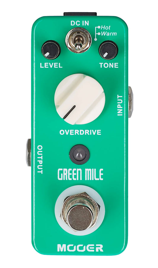 Pédale GREEN MILE, overdrive deux modes, boîtier métal, true bypass, vert