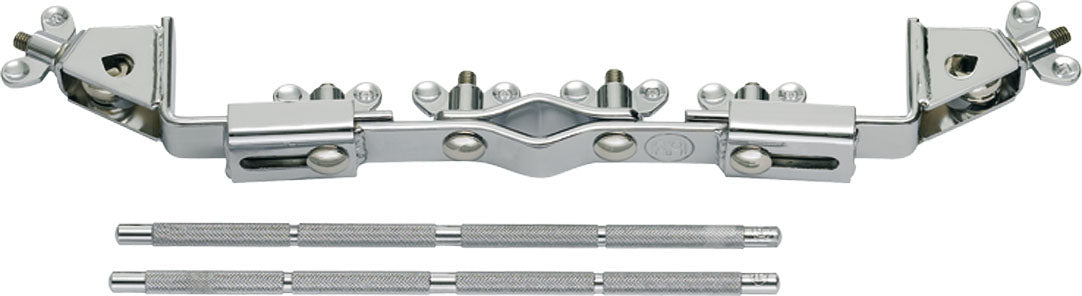 Multi-clamp, attache 3 points pour 2 montures, 2 tiges droites incluses, acier chromé