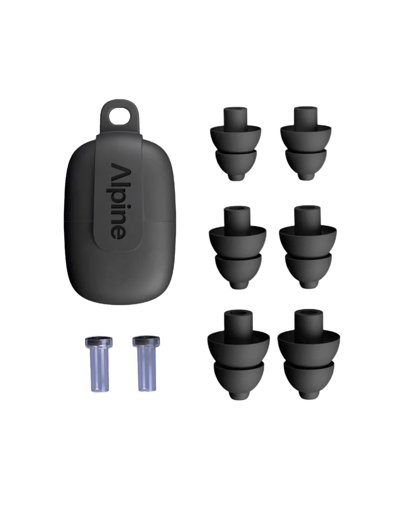 PartyPlug Pro, deux bouchons d'oreilles universels thermoplastiques, atténuation 21 dB, 3 embouts, étui, noir