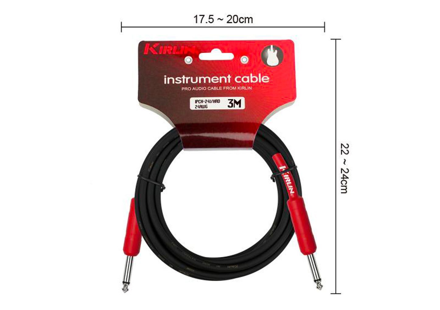 Câble instrument ENTRY Jack/Jack, 3 mètres, noir et rouge