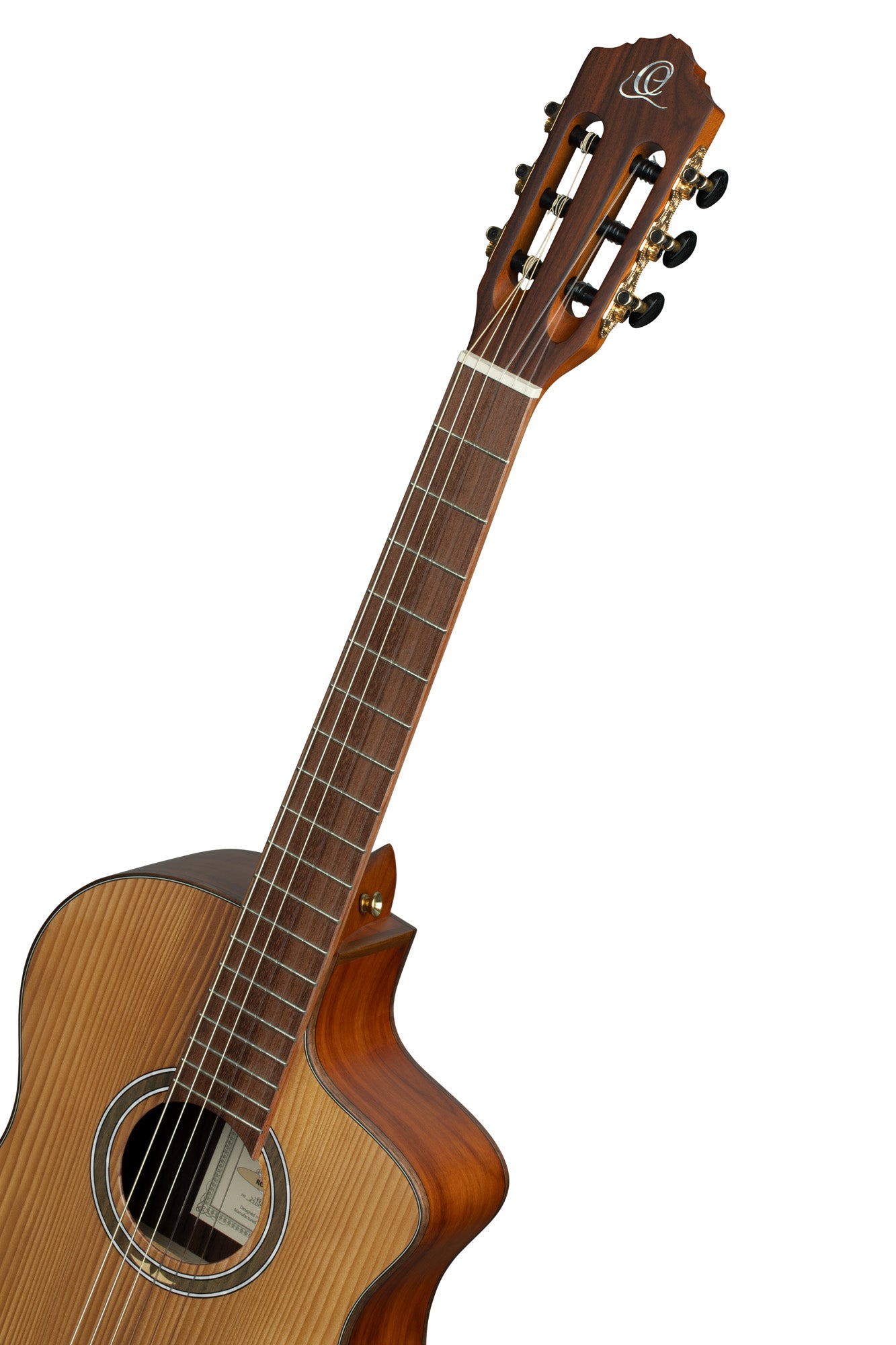 RCE23RO, pan coupé, EQ MagusPro, table épicéa massif torréfié, fond & éclisses pao ferro, manche érable torréfié, housse, marron