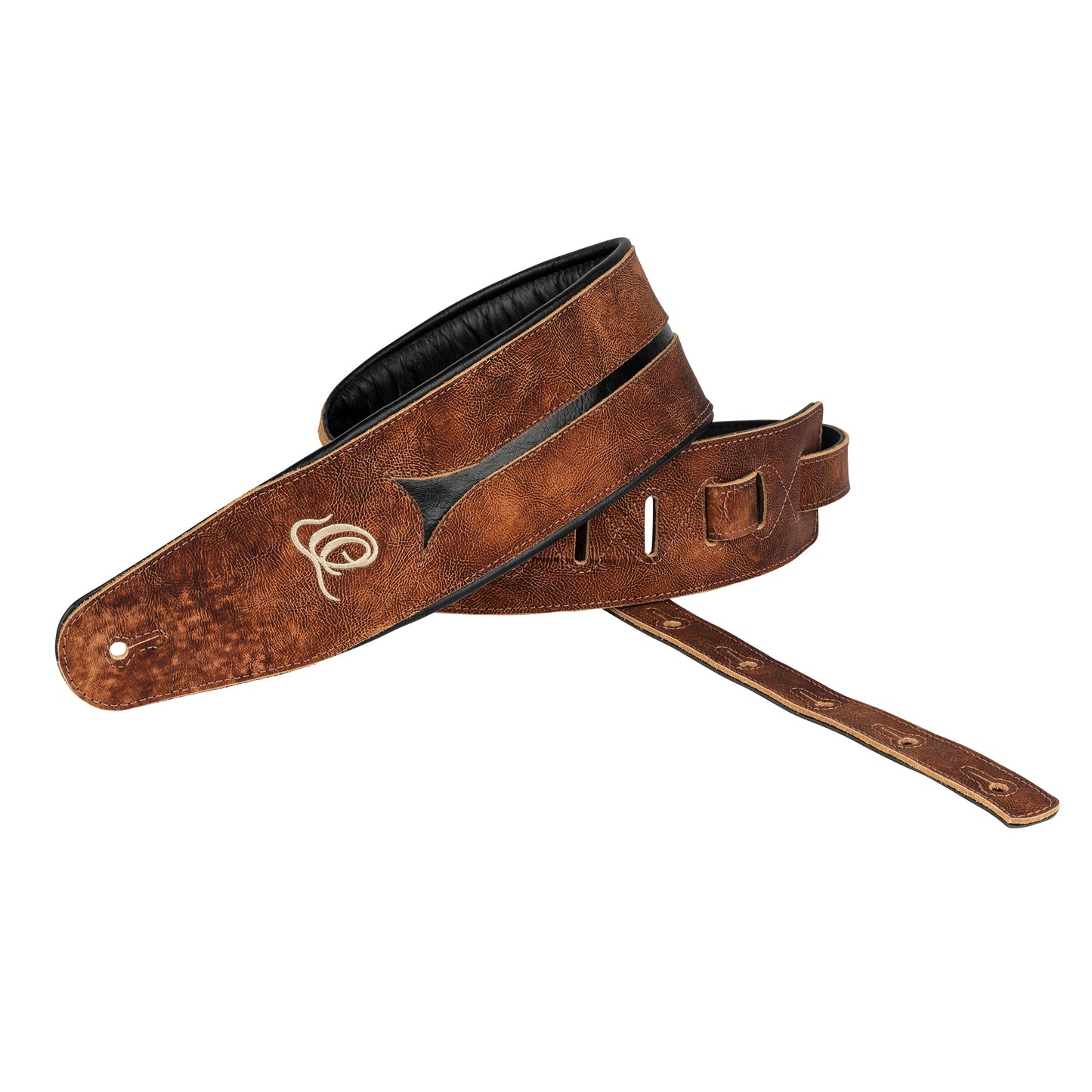 OSBS-1, courroie basse, cuir véritable, 3 couches et incrustation, largeur 9 cm, longueur 105 à 160 cm, chestnut tree