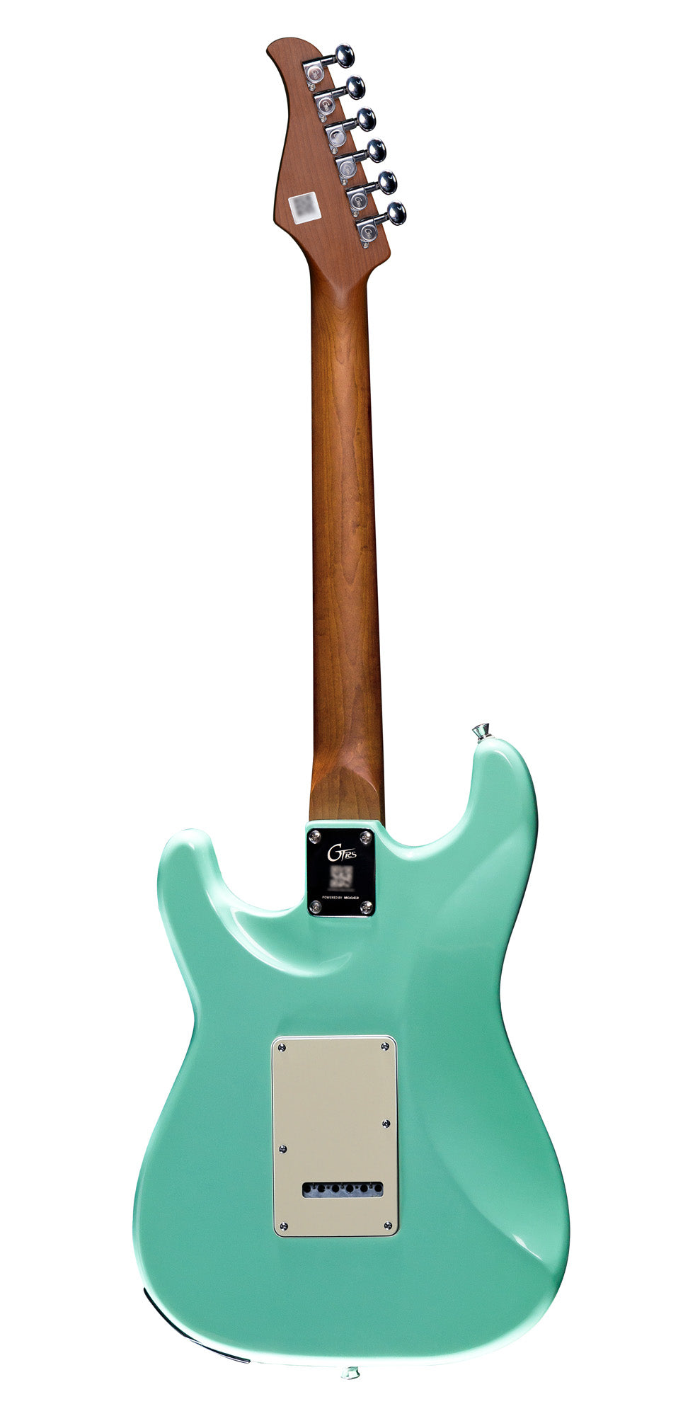 GTRS S801, corps tilleul, manche érable torréfié, touche érable, micros et processeur GTRS, surf green