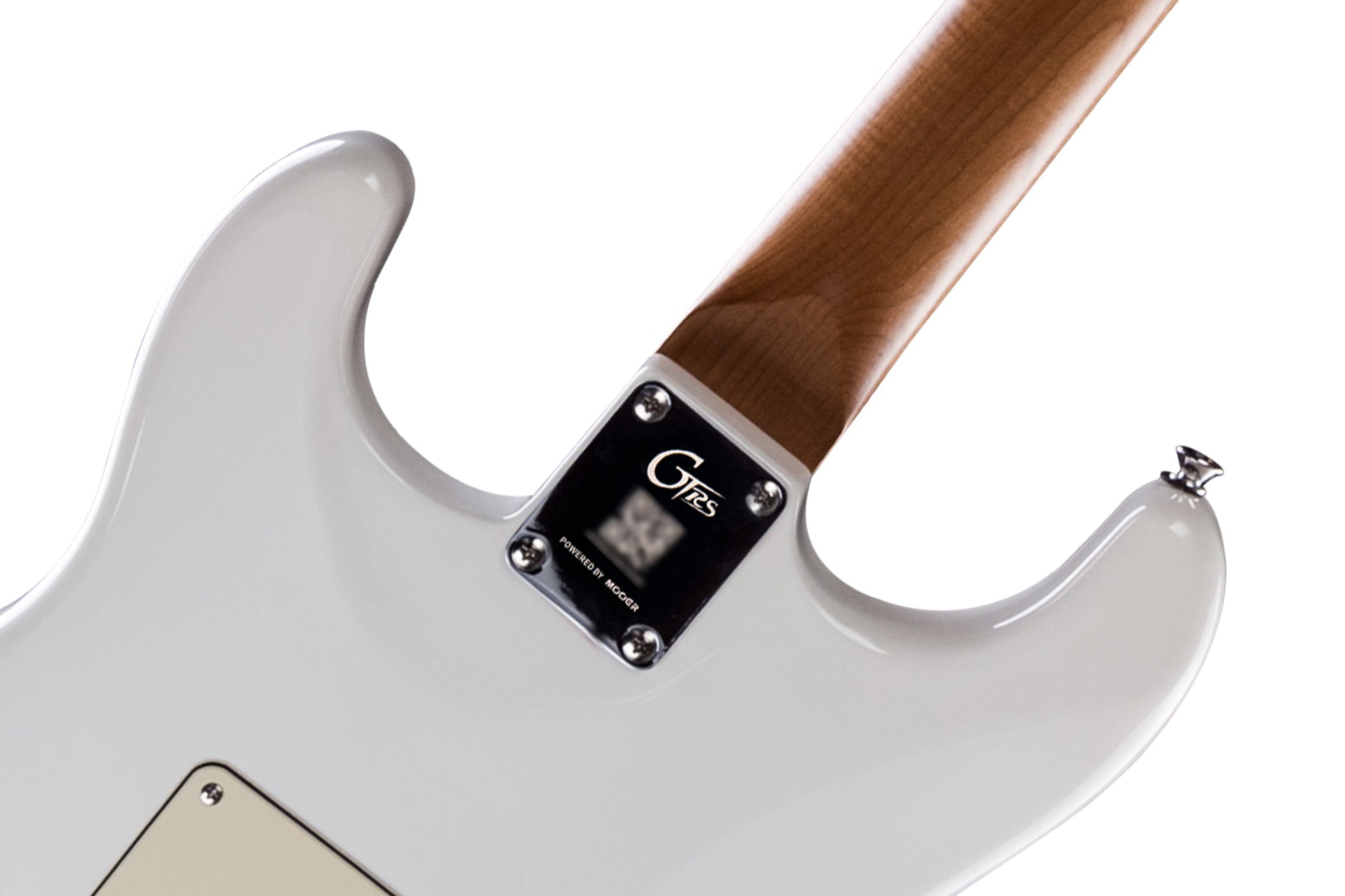 GTRS P800, corps aulne, manche érable flammé torréfié, touche palissandre, micros et processeur GTRS, olympic white