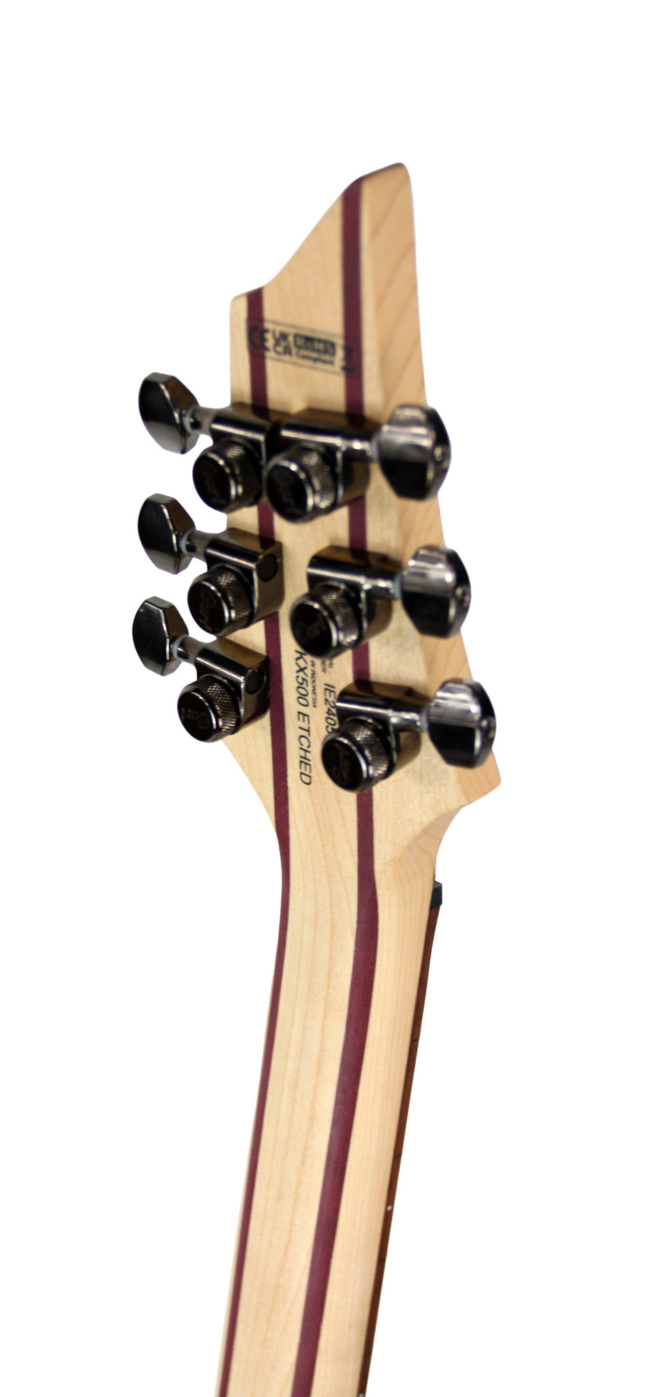 KX500 ETCHED, 6 cordes, corps acajou, table frêne sablée, touche ébène, 2 micros doubles Fishman Fluence, violet foncé sablé