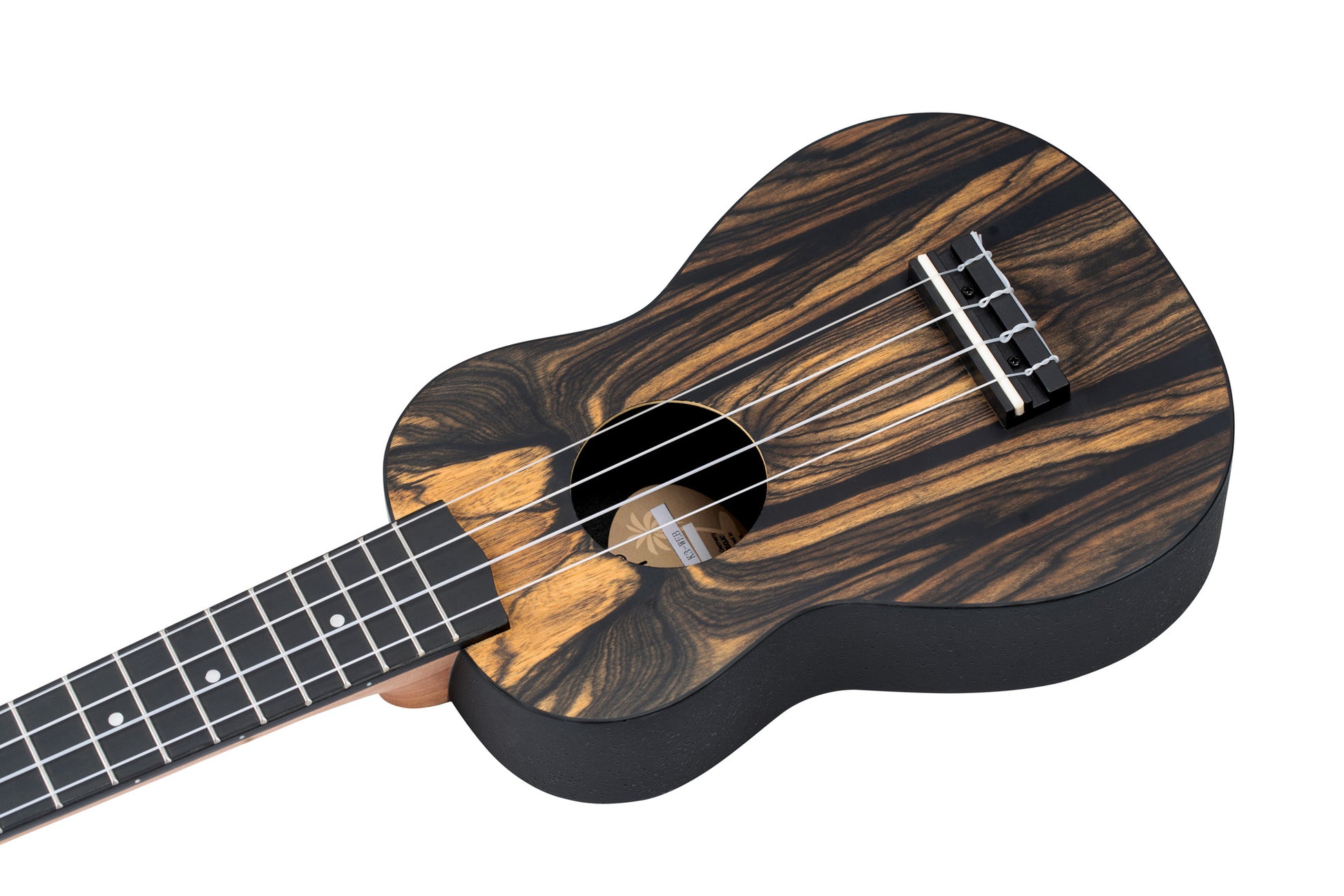 K3-WEB, pack ukulélé Soprano, table ébène blanc, corps ABS, manche okoumé, 12 frettes, accessoires