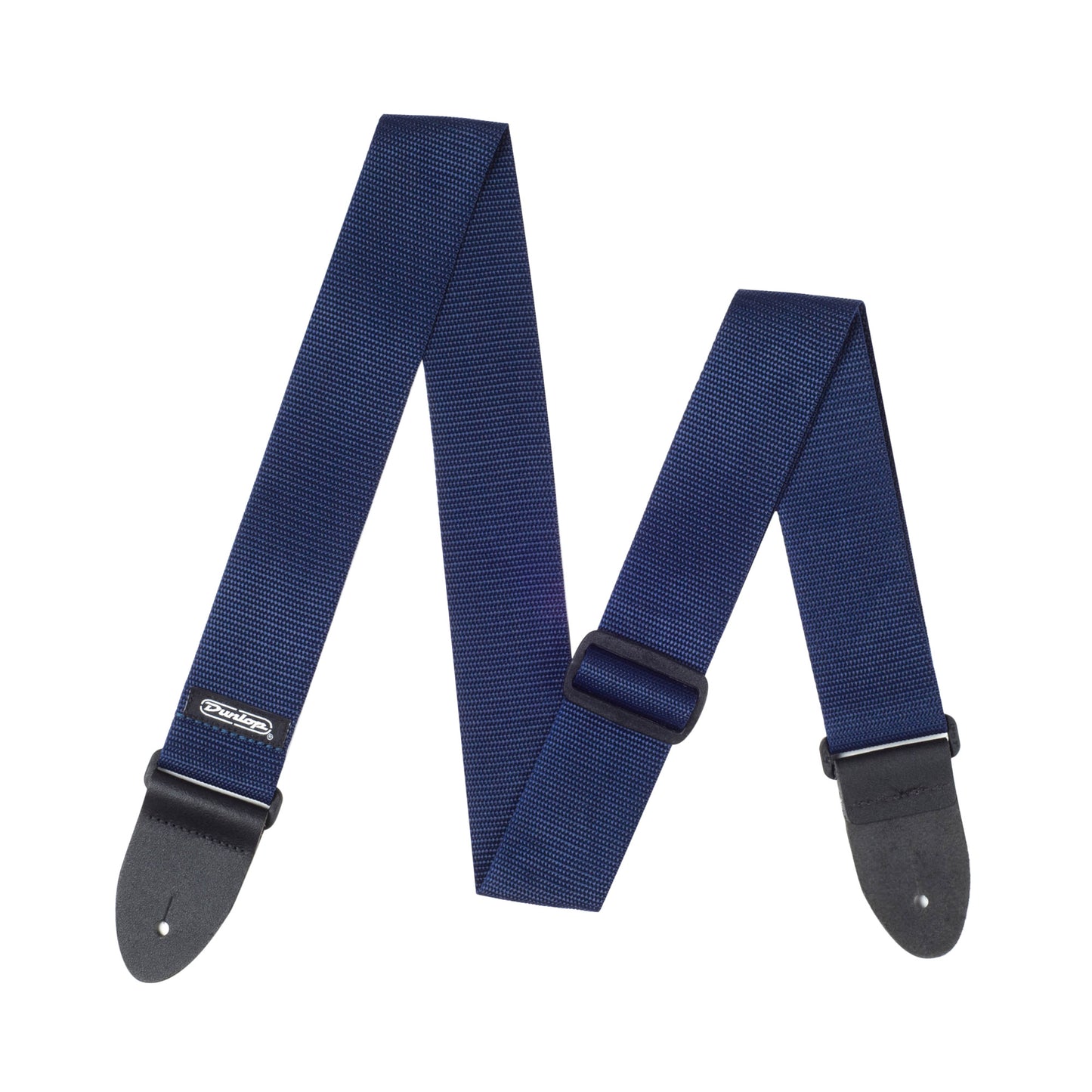 Courroie nylon modèle POLY BLACK, extrémités cuir, largeur 5 cm, bleu marine
