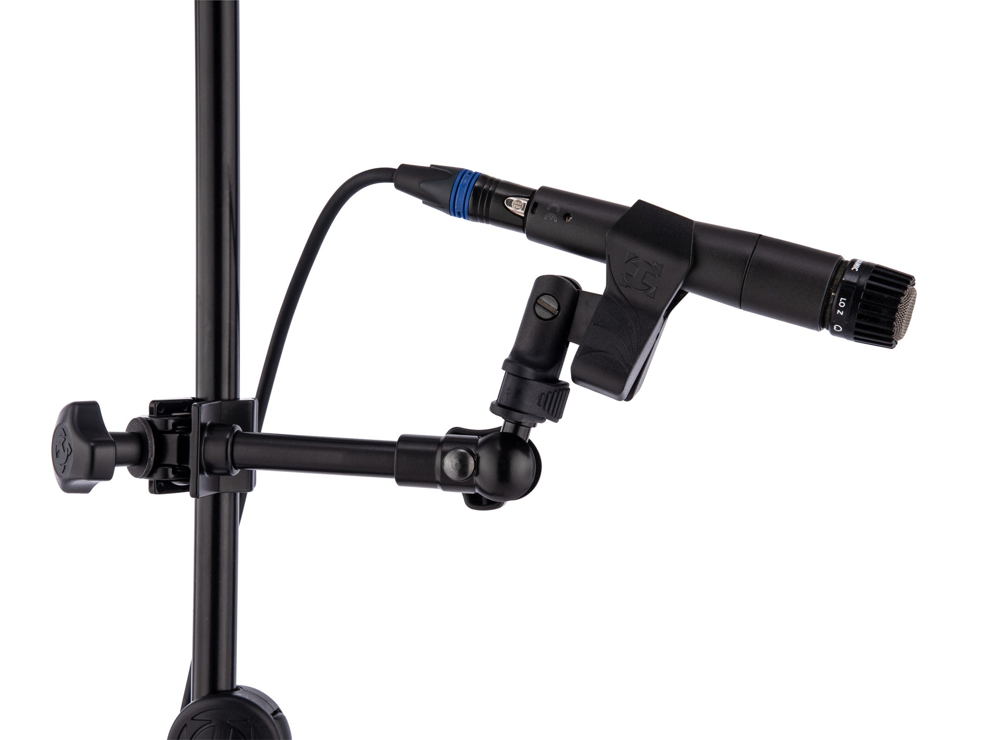 Support pour micro, attache sur pieds ronds ou carrés jusqu'à 3.5 cm d'épaisseur, noir