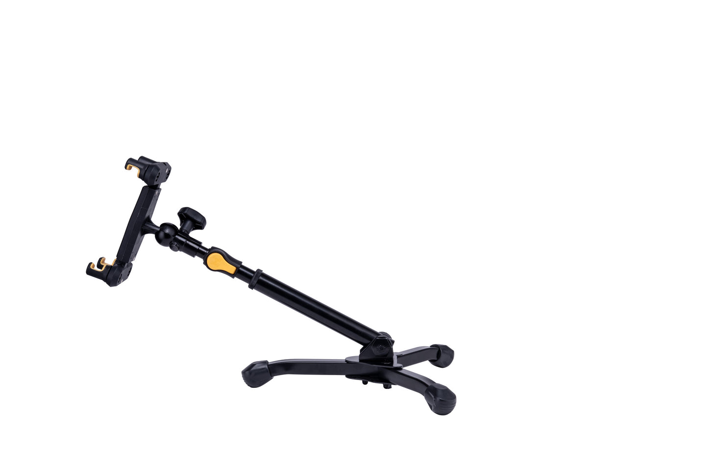 Support de table pour tablette et smartphone 6,1" à 13", hauteur 31,5 à 39,5 cm, rotation 360°, noir et jaune