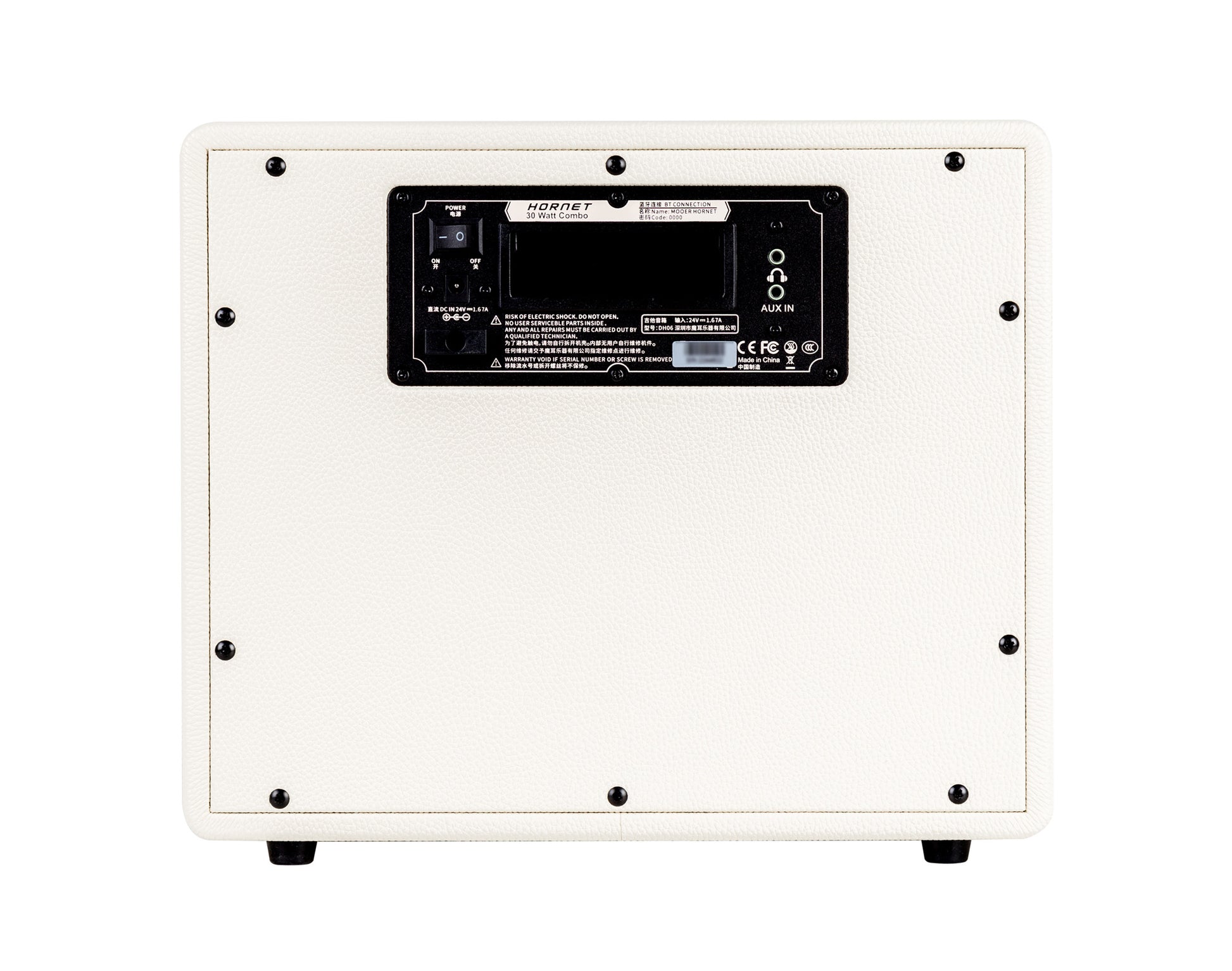 Ampli HORNET 30 WHITE, 30W, HP 8", 9 modélisations d'amplis haute-qualité, effets Modulation/Délai/Réverb, blanc