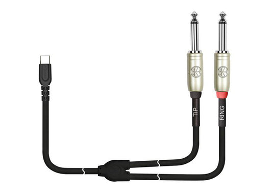 Câble patch USB-C/2x Jack mono, 3 mètres, noir