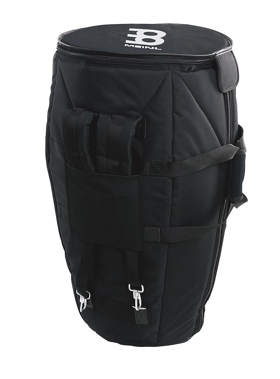 Housse conga 12" 1/2, rembourrée 20 mm, fermeture éclair sur le côté, poche extérieure, 2 poignées, harnais rembourré, noir