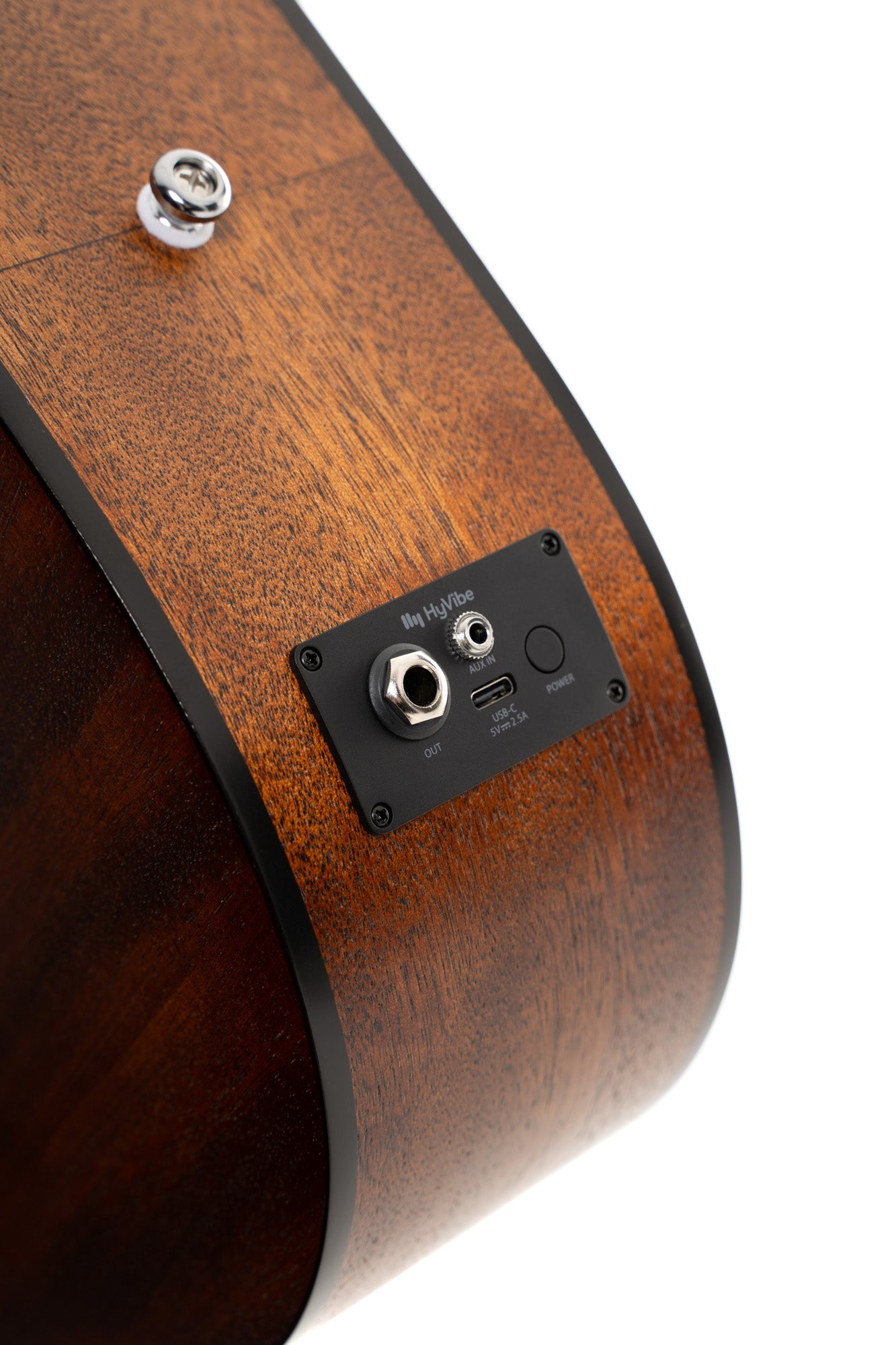 Earth Go, modèle Dreadnought 3/4, table épicéa massif, fond & éclisses acajou, HyVibe 2, housse, naturel pores ouverts