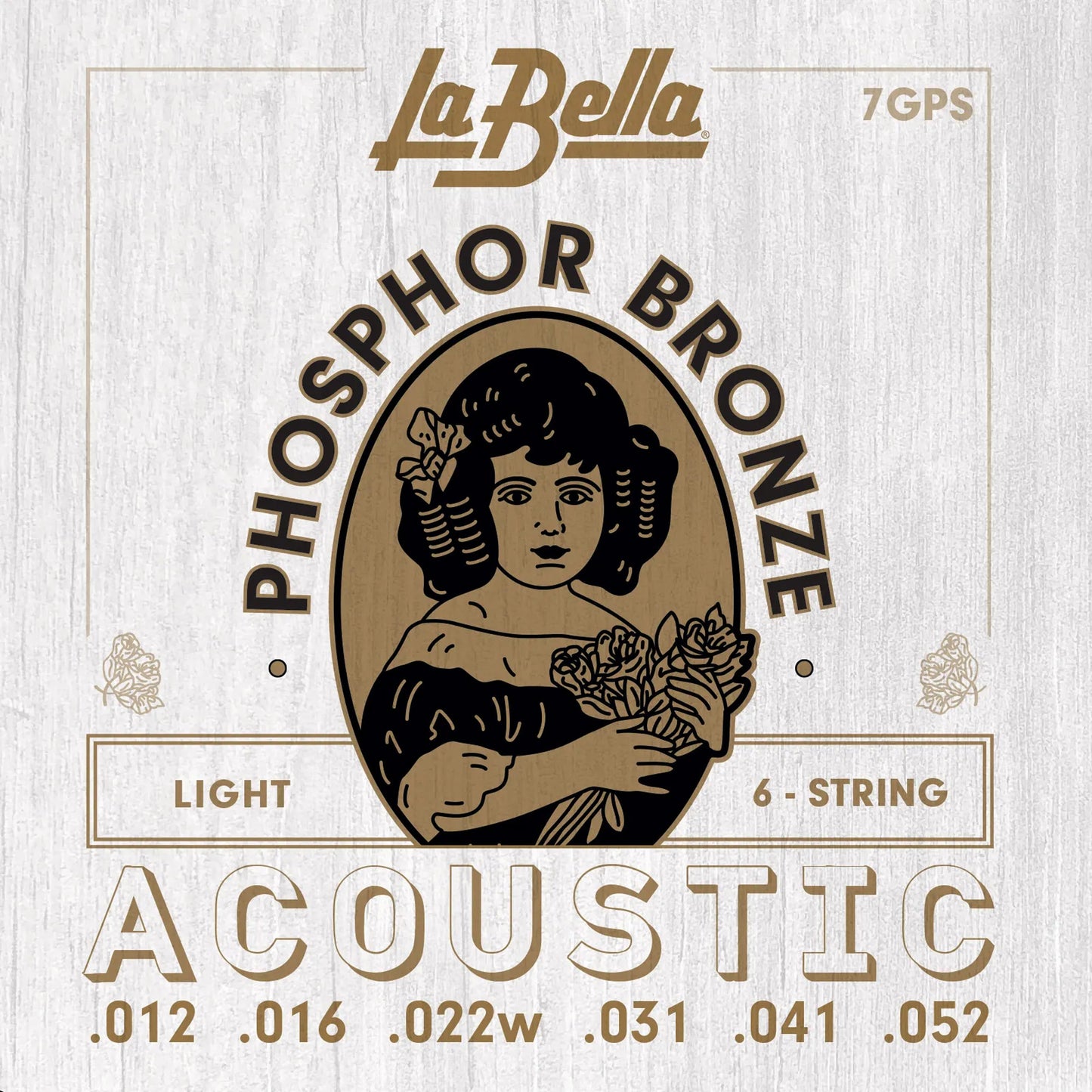 Jeu pour guitare acoustique PHOSPHORE BRONZE, tirant Light (12-16-22-31-41-52)