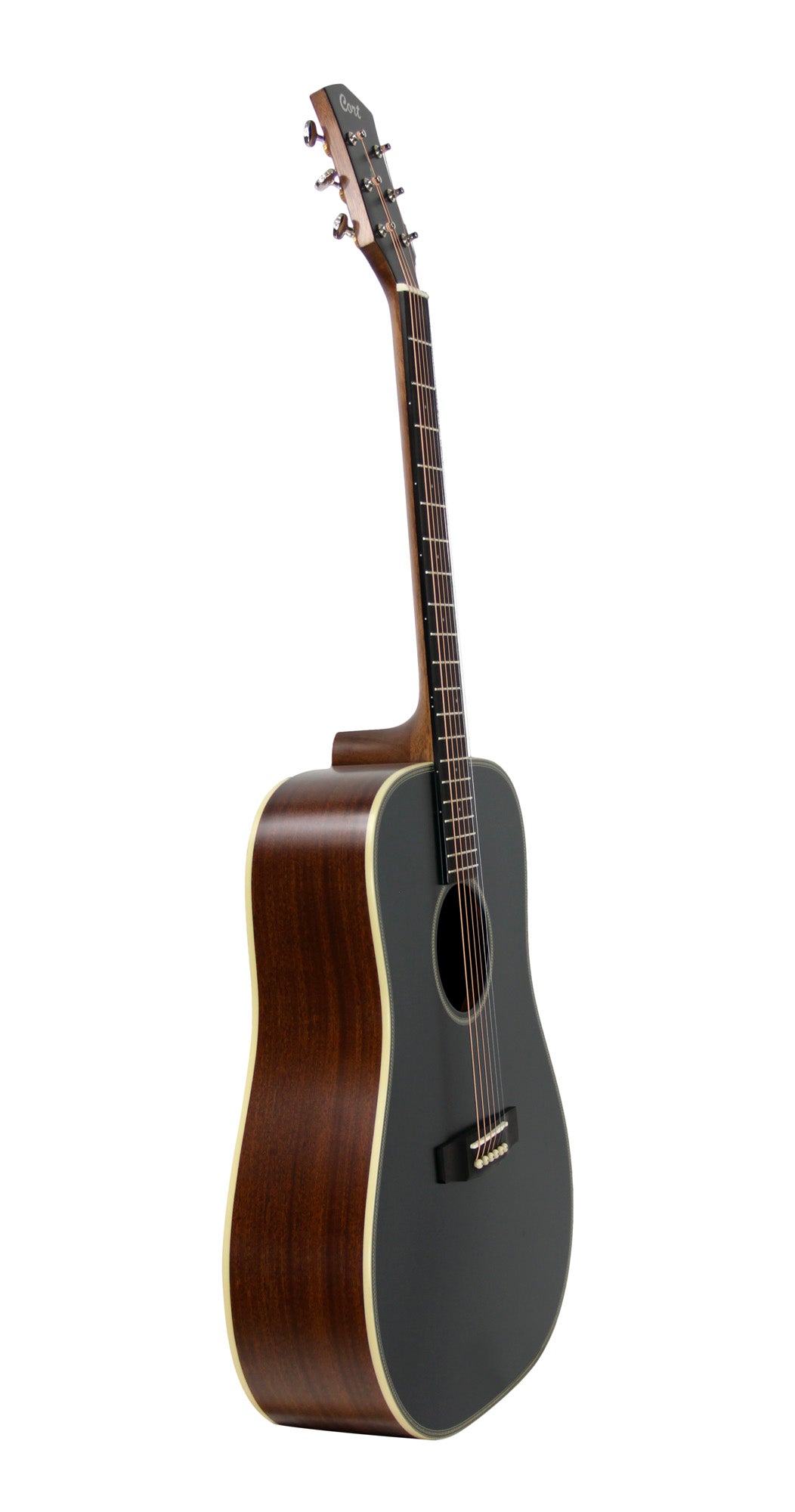 Essence D4, table épicéa Sitka massif torréfié, f/e acajou, touche & chevalet palissandre, semi brillant, table noire