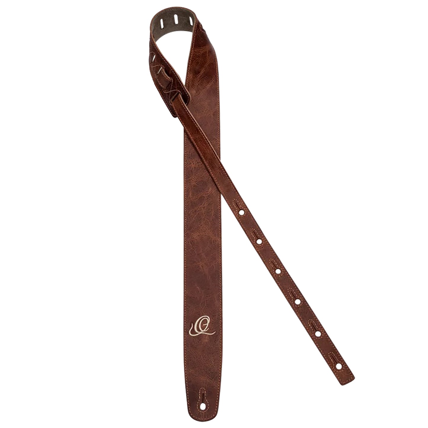 OSSU-30, courroie guitare, série Suede, face et dos cuir suédé, largeur 6 cm, longueur de 92 à 145 cm, caramel