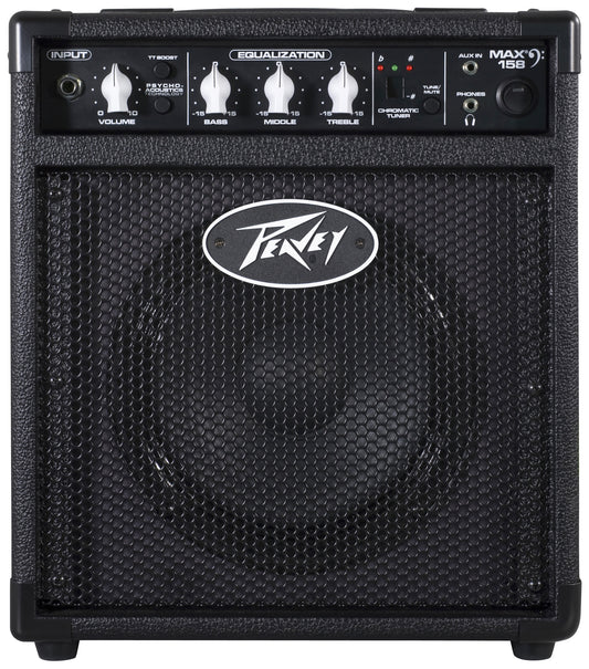 Ampli basse électrique 20W, HP 1x 8", EQ 3 bandes, entrée jack, entrée auxiliaire, finition noir