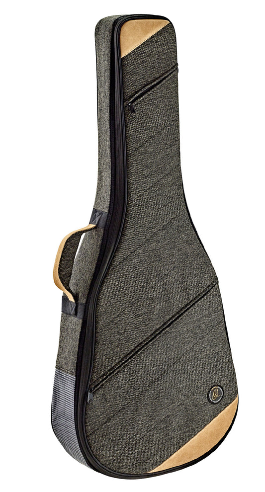 Etui léger pour guitare classique, toile/coton, rembourrage 22 mm, intérieur peluche noir, repose-manche avec velcro, mocca