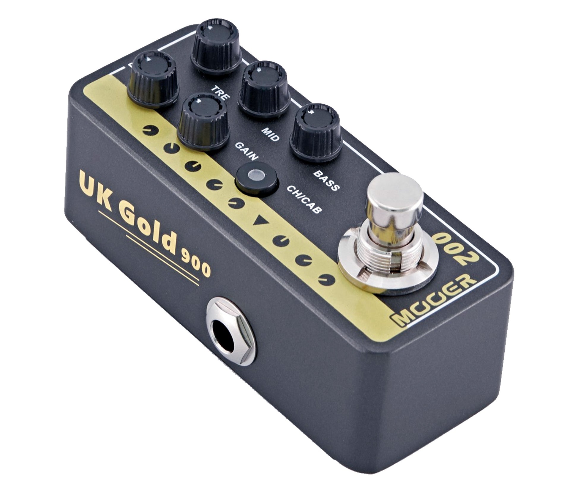 Pédale UK GOLD 900, préampli numérique type Classic British Crunch, deux canaux, EQ 3 bandes par canal, noir et or