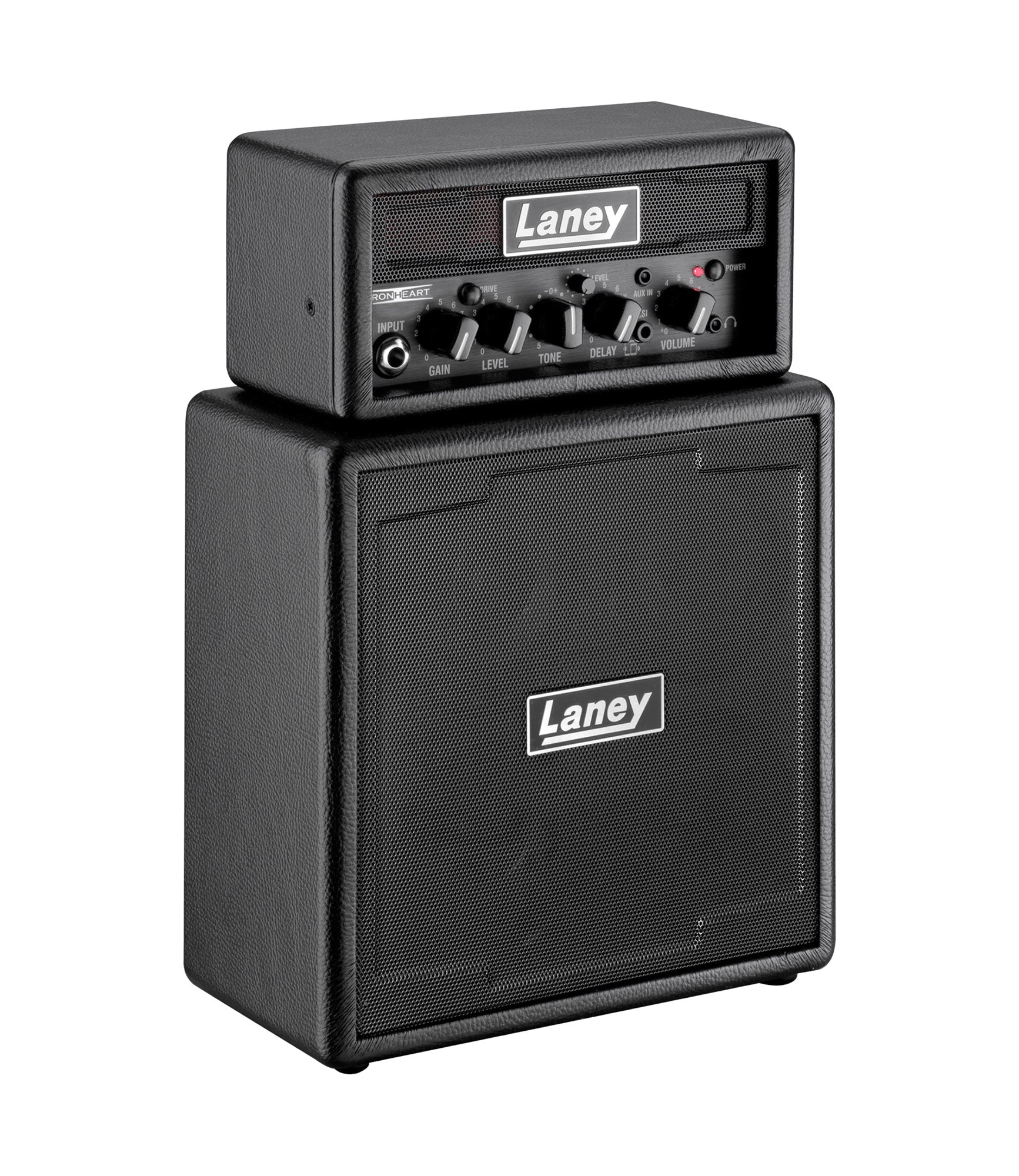 Ampli guitare MINISTACK-IRON stéréo 2x 3W, look Ironheart, 4 x HP 3", 2 canaux, connectique LSI, noir