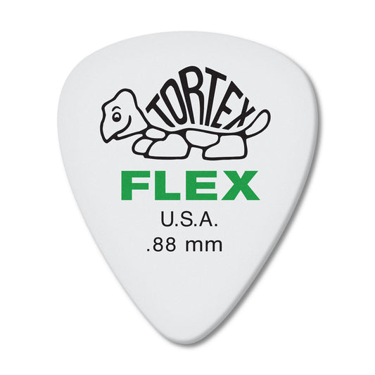 Sachet de 12 médiators TORTEX FLEX STANDARD 088 (blanc, logo vert)