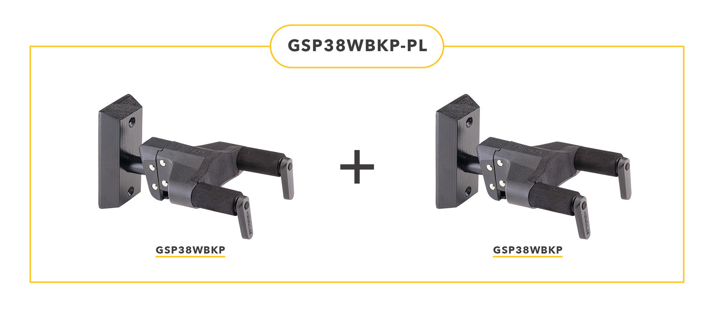 Pack de deux supports muraux pour guitare GSP38WBK-PLUS, noir