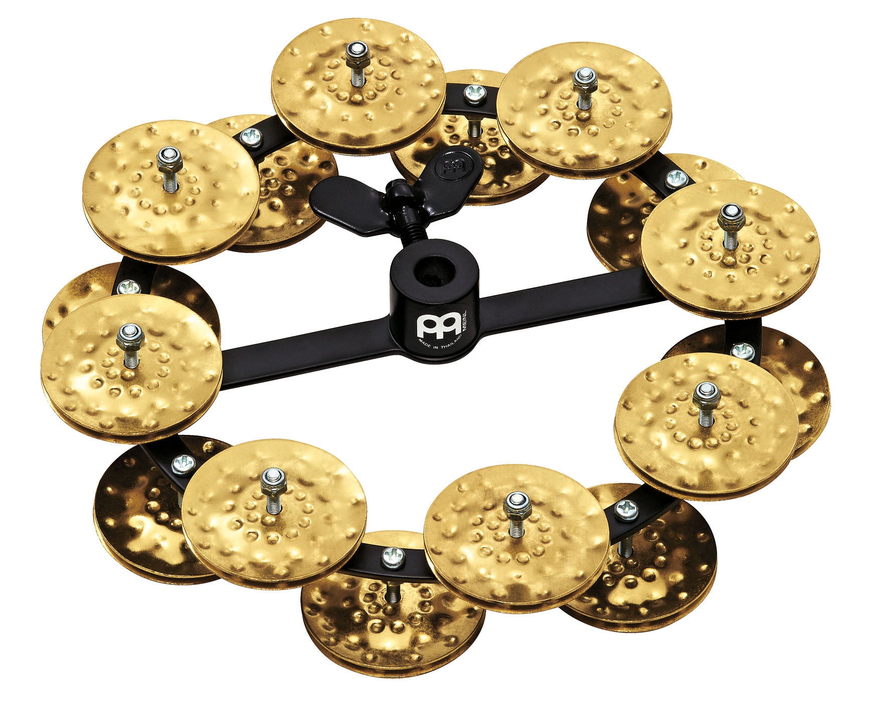Tambourin charleston Headliner 5", 2 rangées de cymbalettes bronze martelé, noir