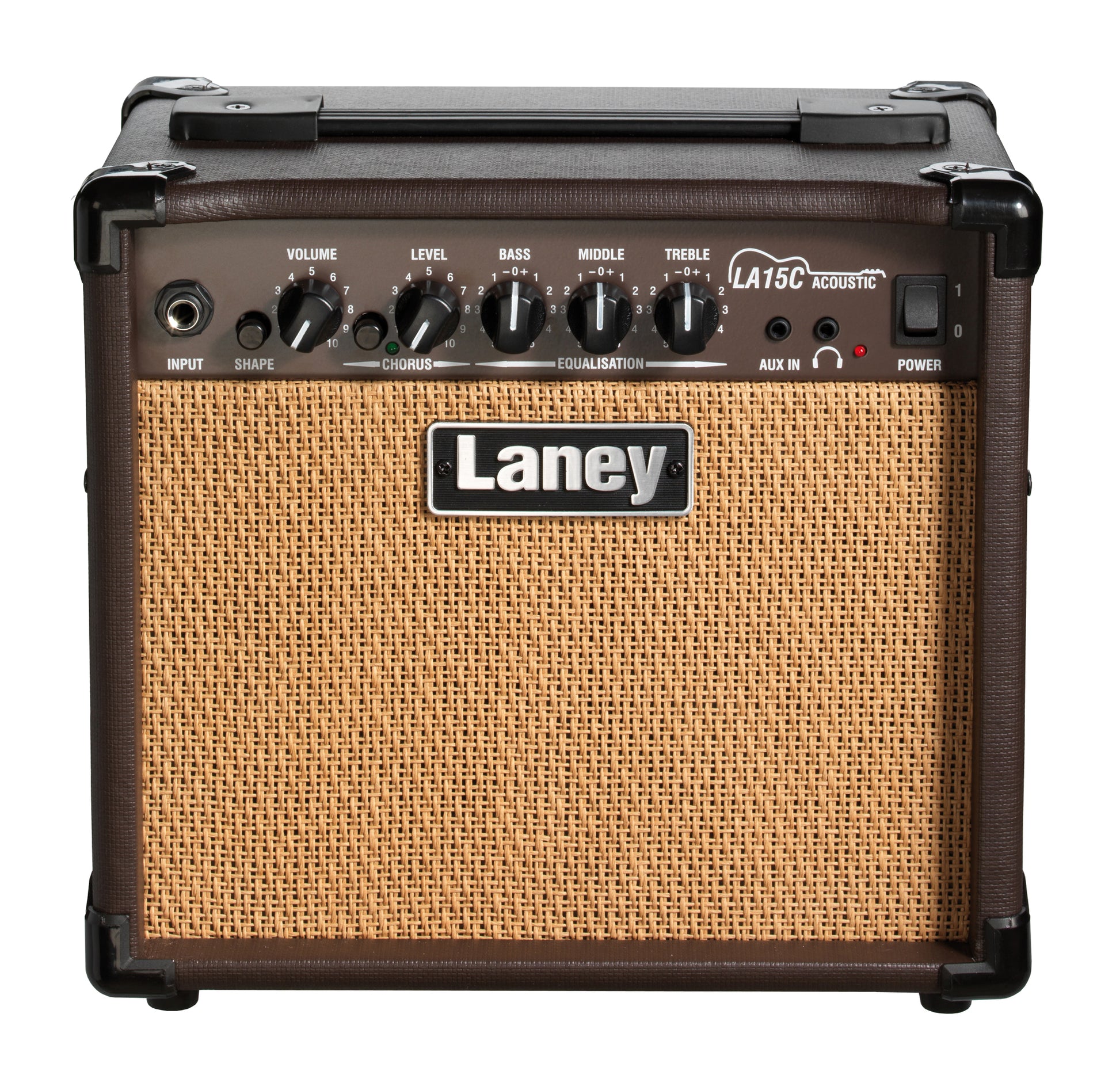 Ampli guitare acoustique 15W, 2x HP 5", 1 canal avec chorus commutable, EQ 3 bandes, switch Shape, 6.5 kg, brun