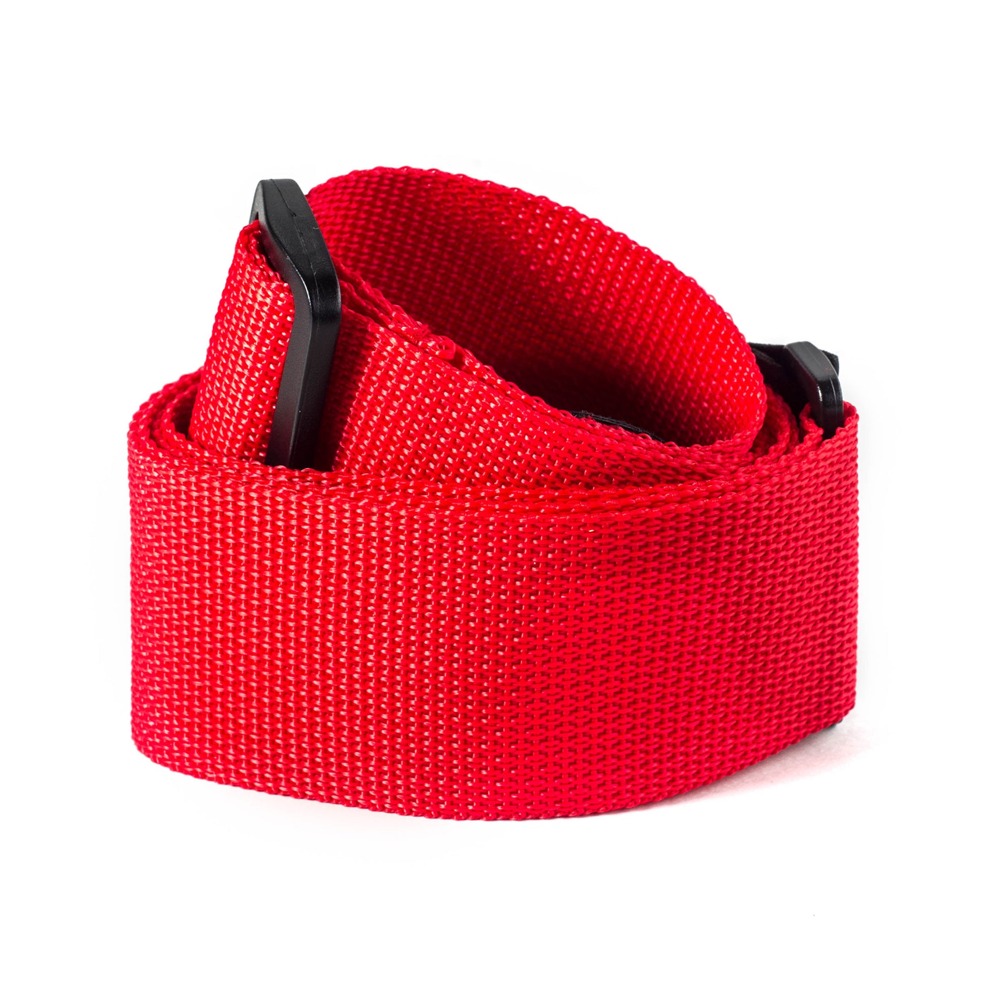 Courroie nylon modèle POLY BLACK, extrémités cuir, largeur 5 cm, rouge