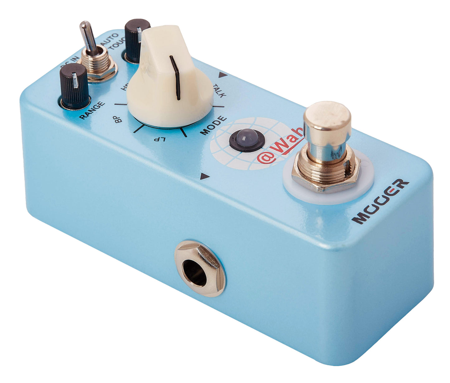 Pédale WAH, wah-wah automatique 2 modes (Auto/Touch), 5 filtres différents, boîtier métal, true bypass, bleu ciel