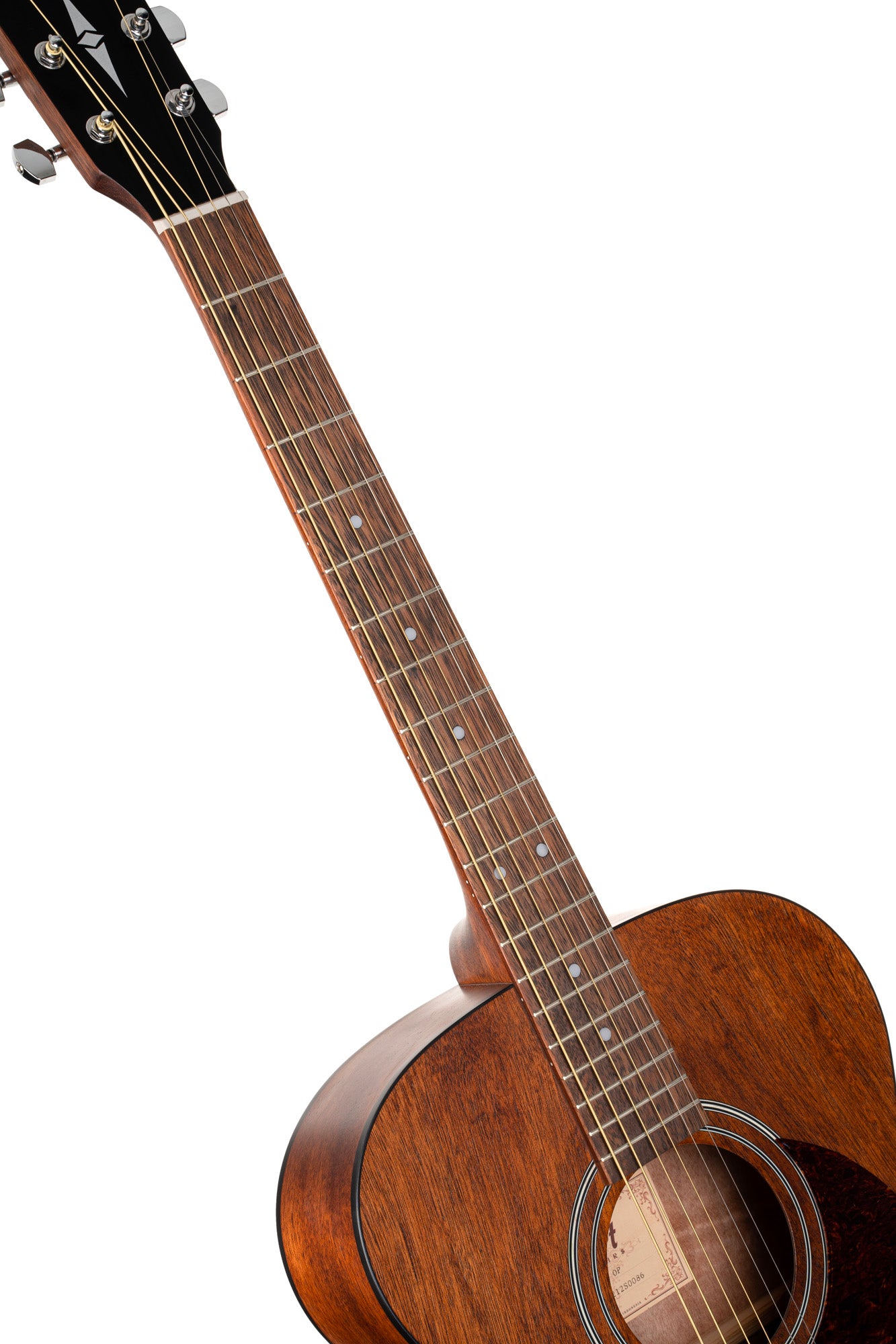 L60M, forme Orchestra Model, table acajou massif, fond & éclisses acajou, touche laurier ou merbau, naturel pores ouverts
