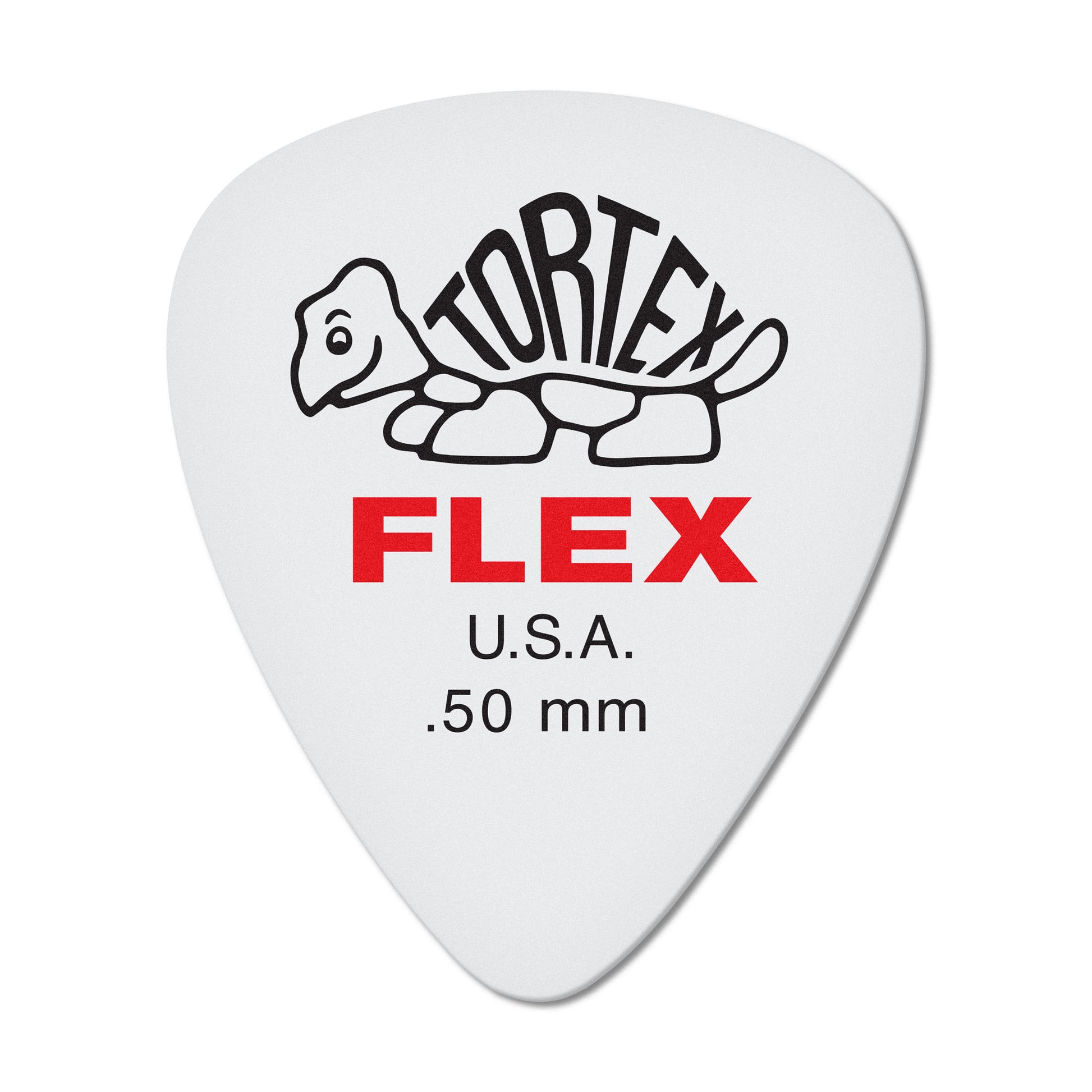 Sachet de 12 médiators TORTEX FLEX STANDARD 050 (blanc, logo rouge)