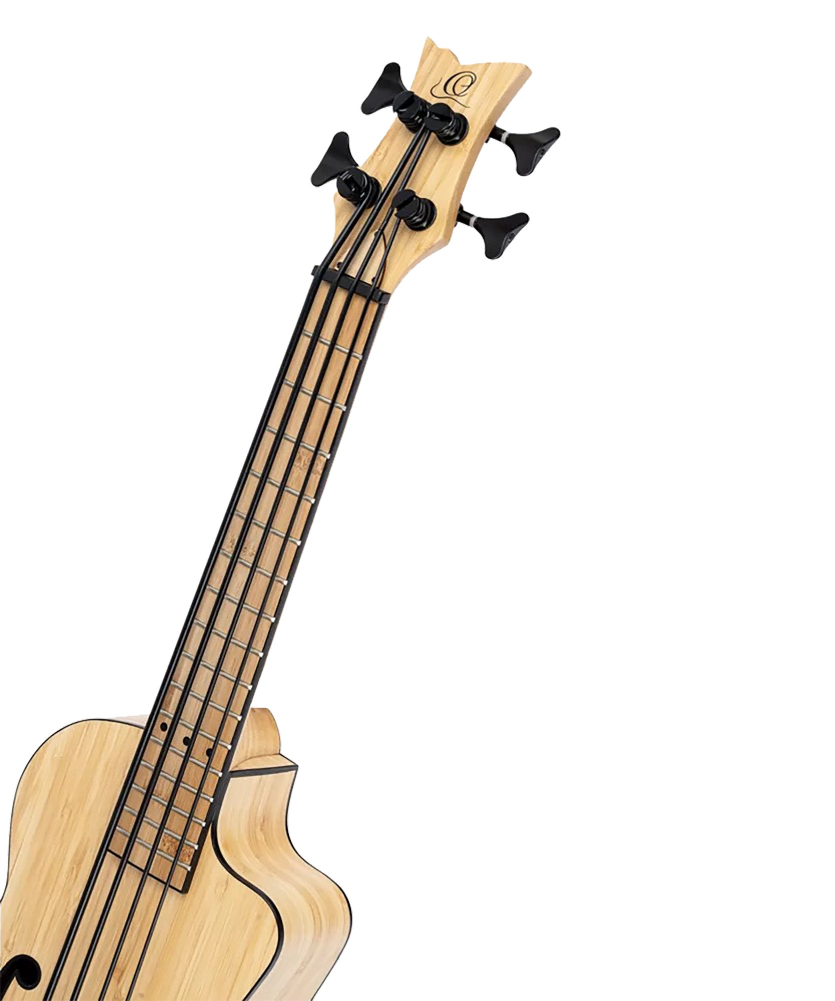 RUNAB-UB, modèle Ukebass, pan coupé, EQ MagusUkePro, table, f/e bambou massif, manche bambou, ouïe en F, housse, naturel satiné