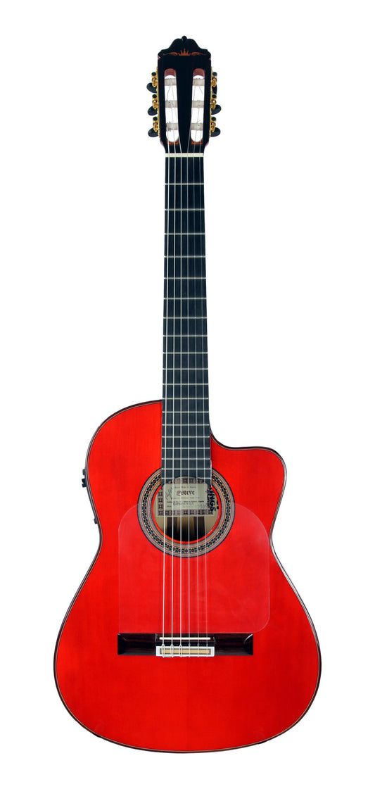 GIPSYKINGS (by André Reyes), Flamenco pan coupé, table épicéa massif, f/e cyprès massif, EQ Fishman Prefix Pro Blend, rouge